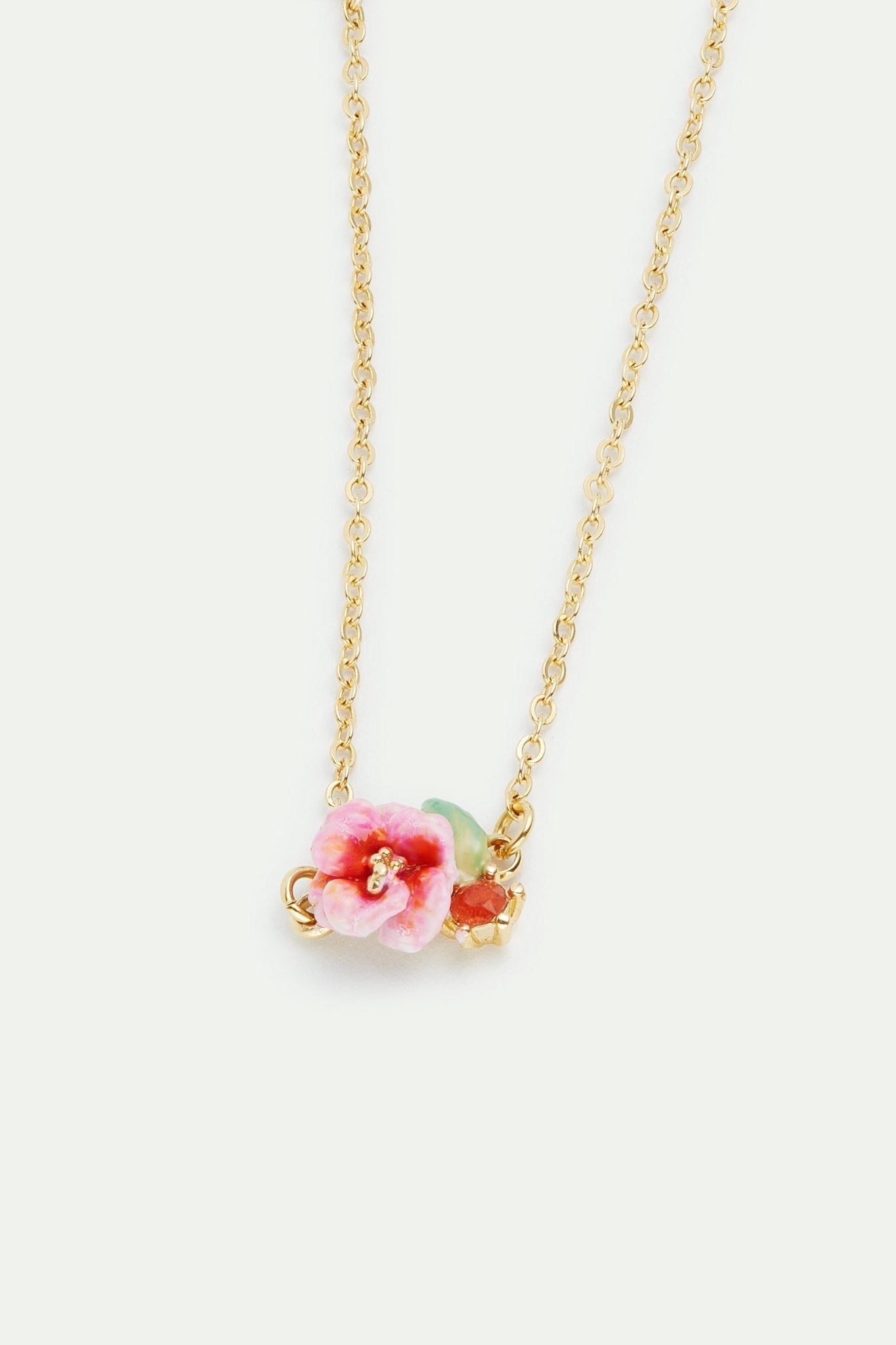 Pink hydrangea flower and cut stone fine bracelet | AVJH2031 - Les Nereides
