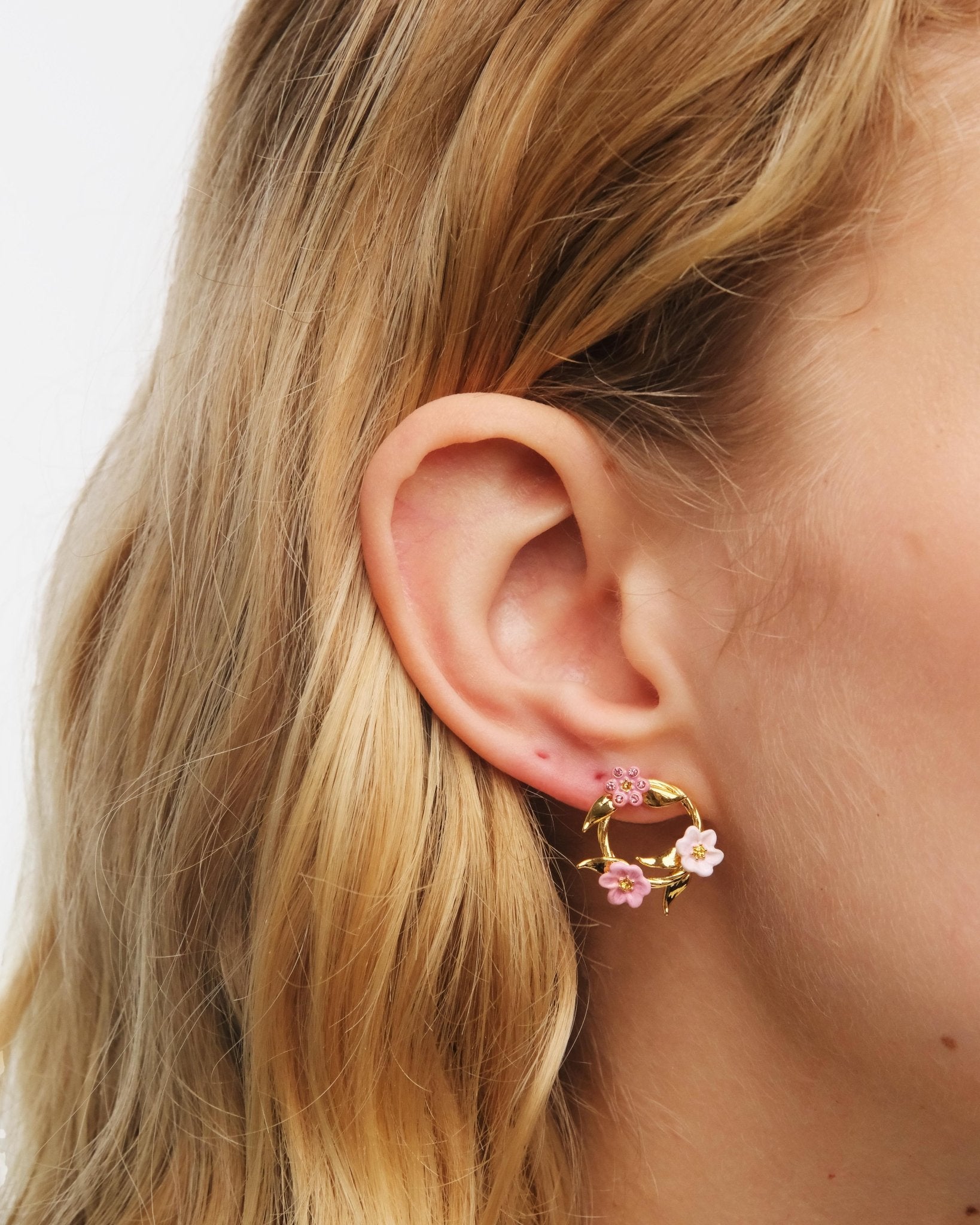 Pink Jasmine Flower Crown Earrings | AUSP1081 - Les Nereides