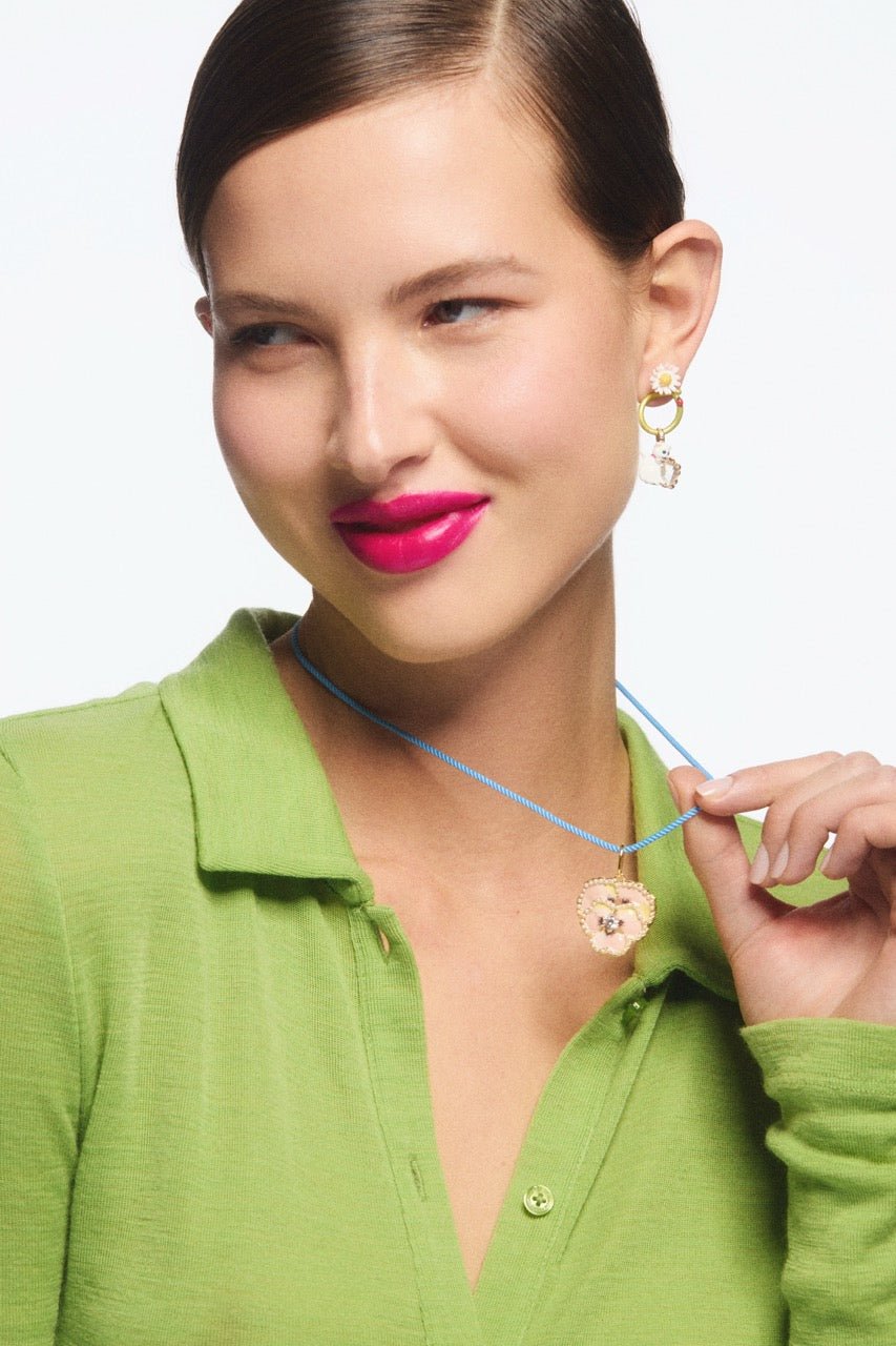 Pink Pansy Flower Pendant, Comfort And Gentleness | AVPE4051 - Les Nereides