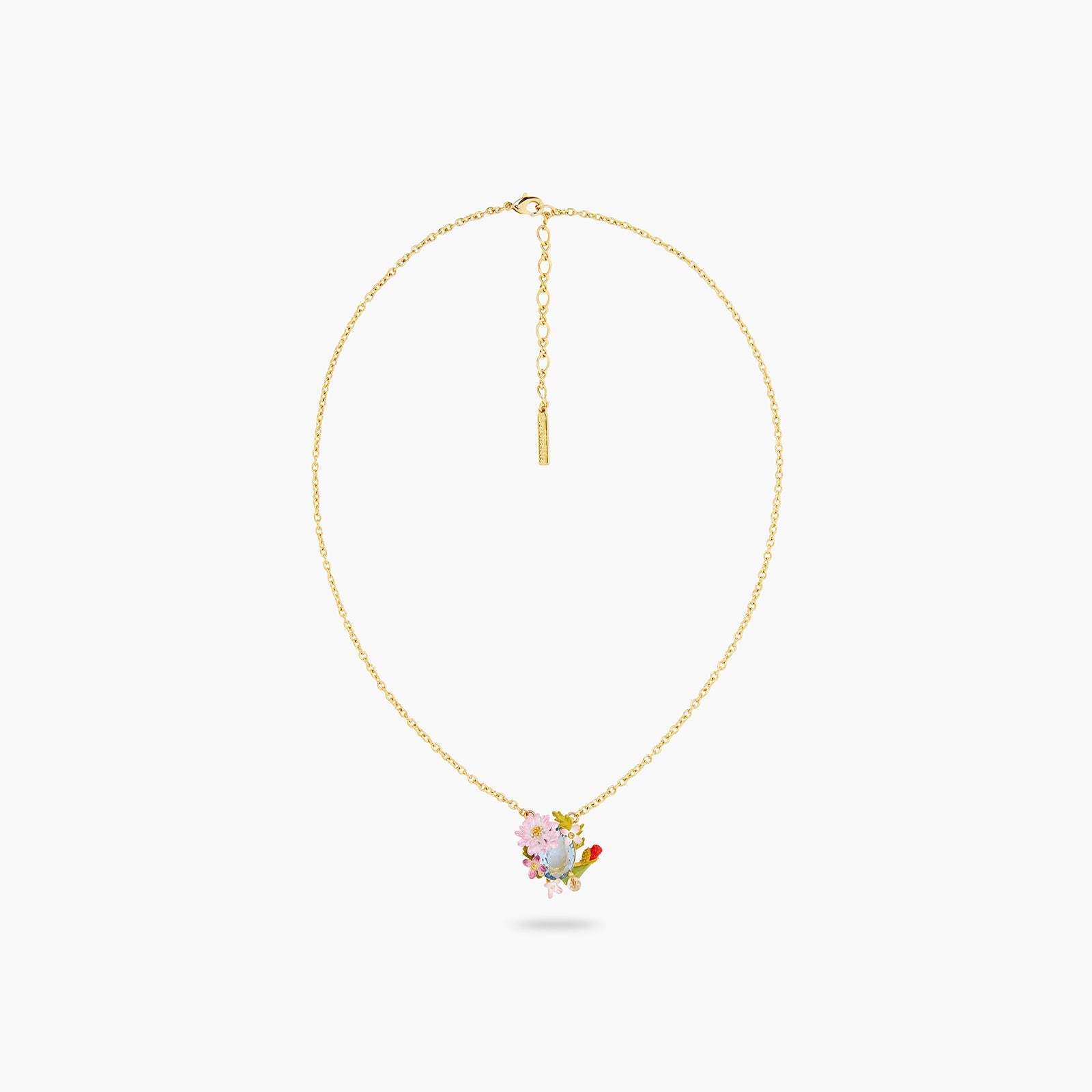 Poppy, Daisy And Blue Cut Crystal Stone Pendant Necklace | ATPO3021 - Les Nereides