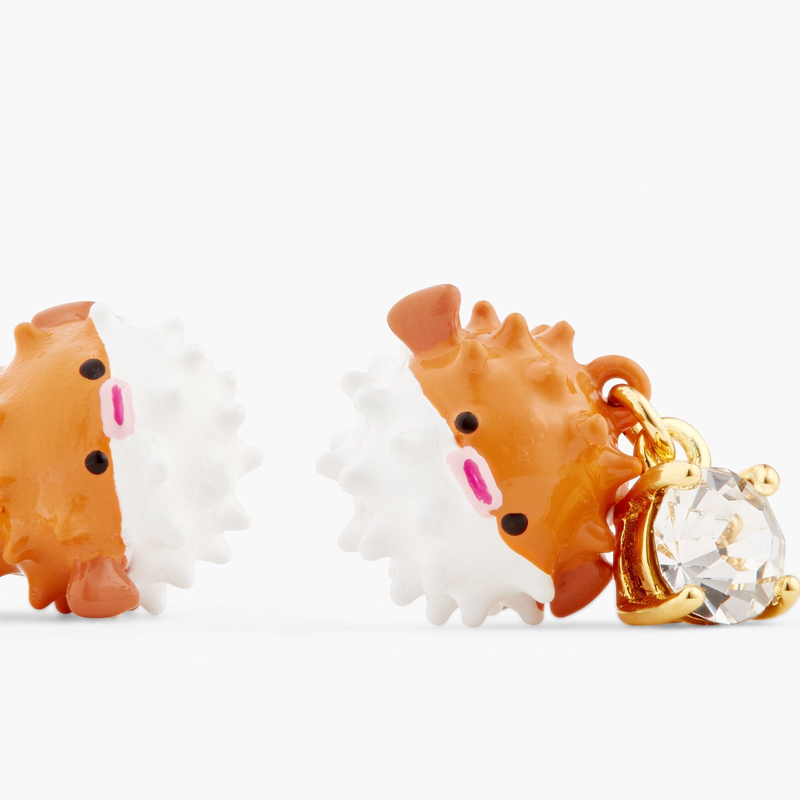 Pufferfish And Cut Stone Earrings | ATOC1051 - Les Nereides