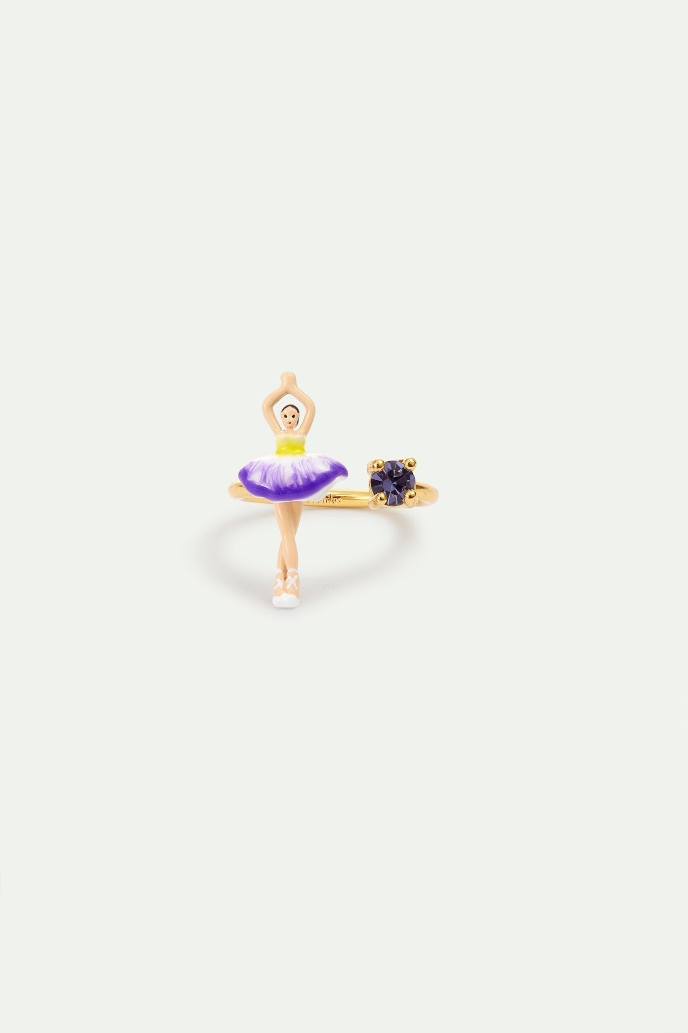 Purple And Yellow Tutu Ballerina Adjustable Ring With Purple Crystals | AYMDD6011 - Les Nereides