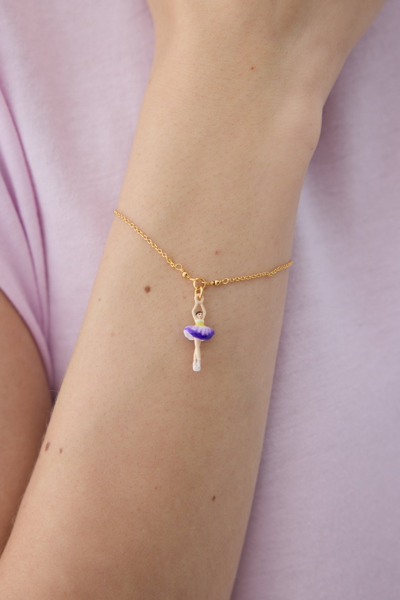 Purple And Yellow Tutu Ballerina Bracelet With Purple Crystals | AYMDD2011 - Les Nereides