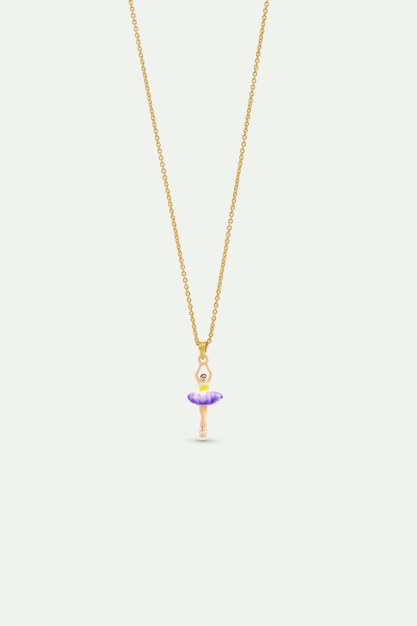 Purple And Yellow Tutu Ballerina Pendant Necklace With Purple Crystals | AYMDD3011 - Les Nereides