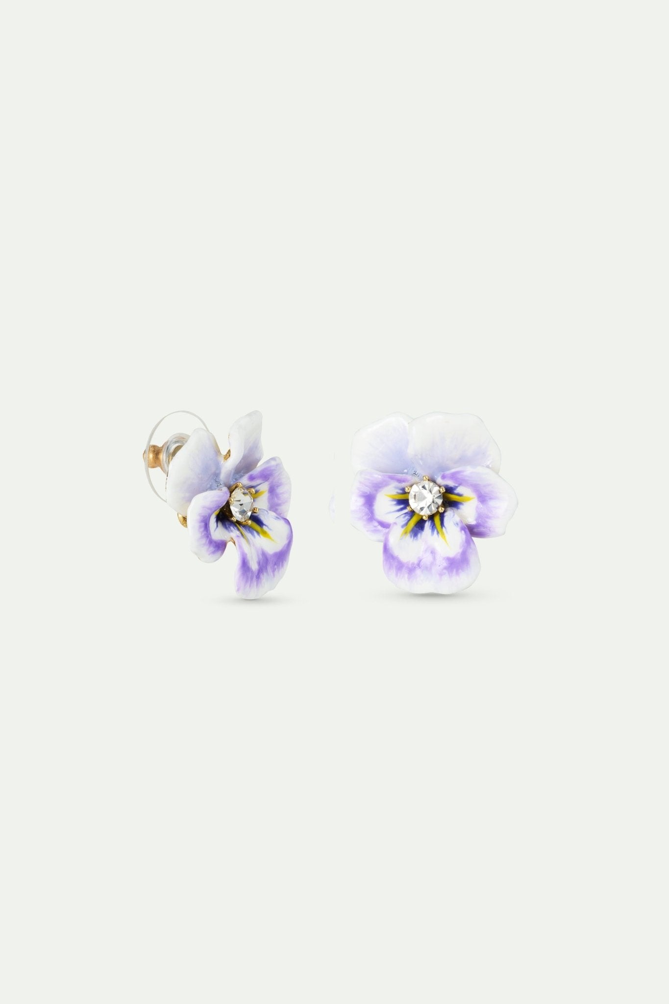 Purple Pansy And Cut Crystal Earrings | AWMP1031 - Les Nereides