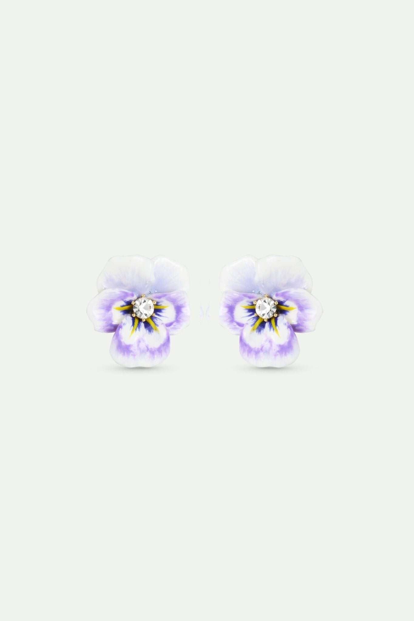 Purple Pansy And Cut Crystal Earrings | AWMP1031 - Les Nereides