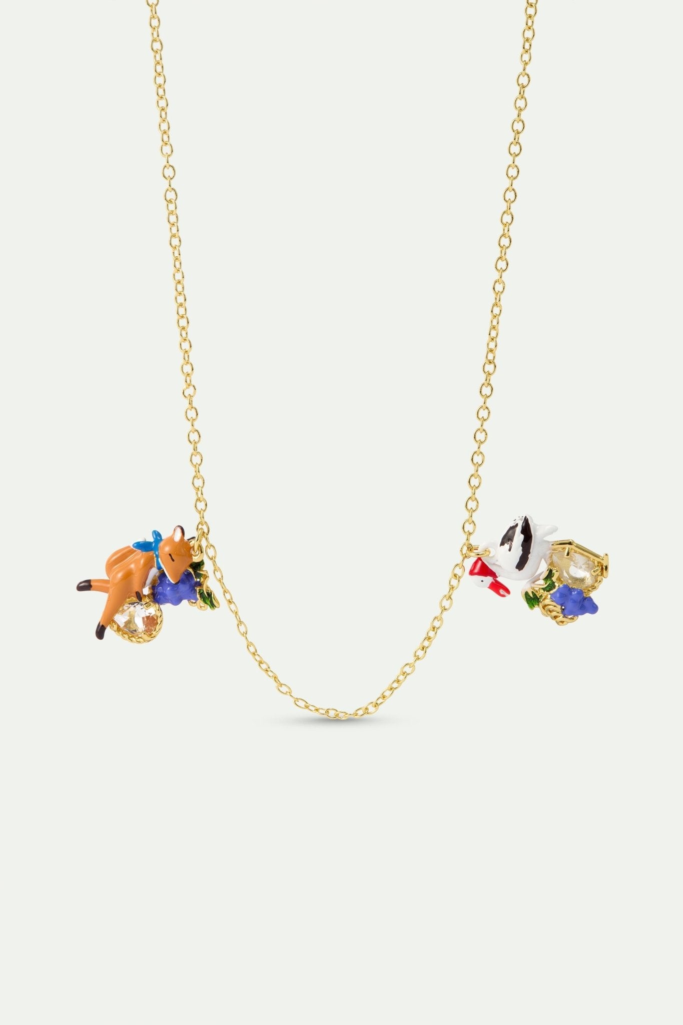 Purple “The Fox And The Stork” Necklace, With Grapes And Faceted Glass | AYFB3031 - Les Nereides
