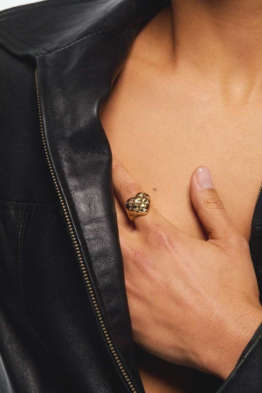 Quilted Gold Heart And Crystal Heart | AVTH6011 - Les Nereides