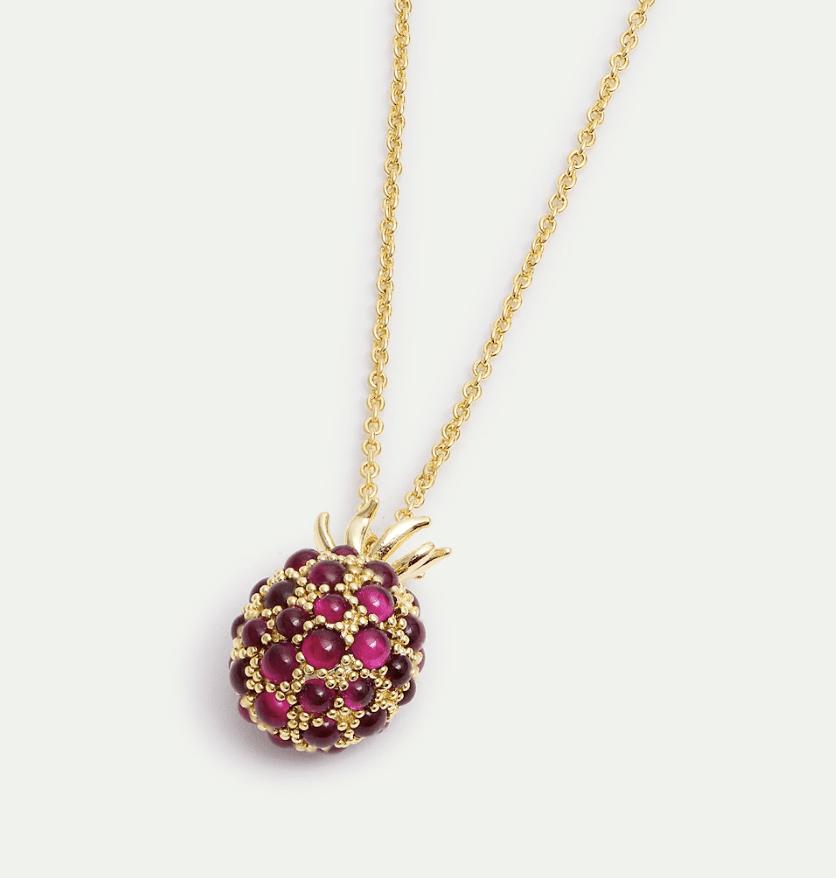 Raspberry And Golden Bead Pendant Necklace | AXRF3031 - Les Nereides