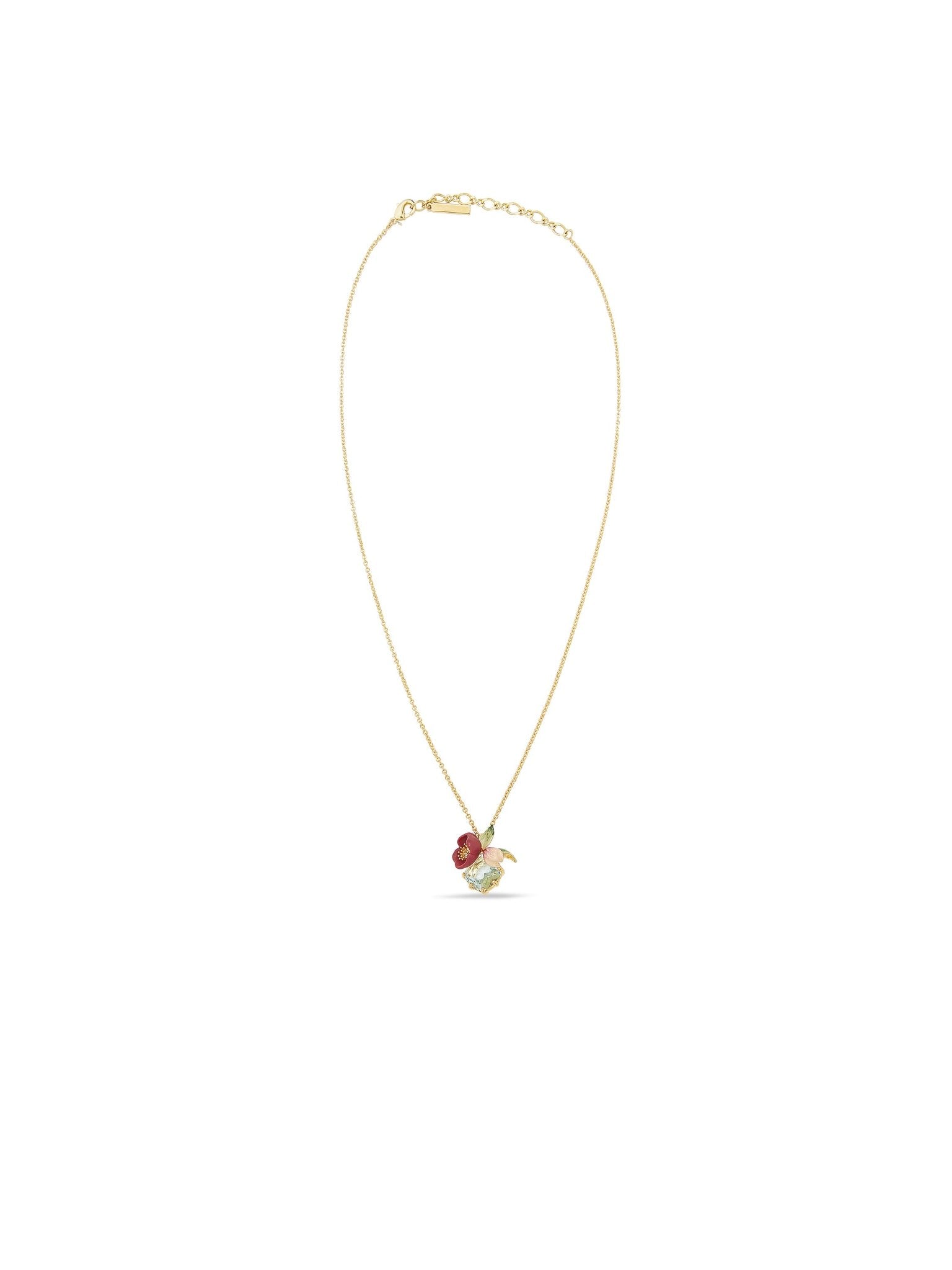 Red Hellebore & Faceted Stone Pendant Necklace | AUVH3031 - Les Nereides