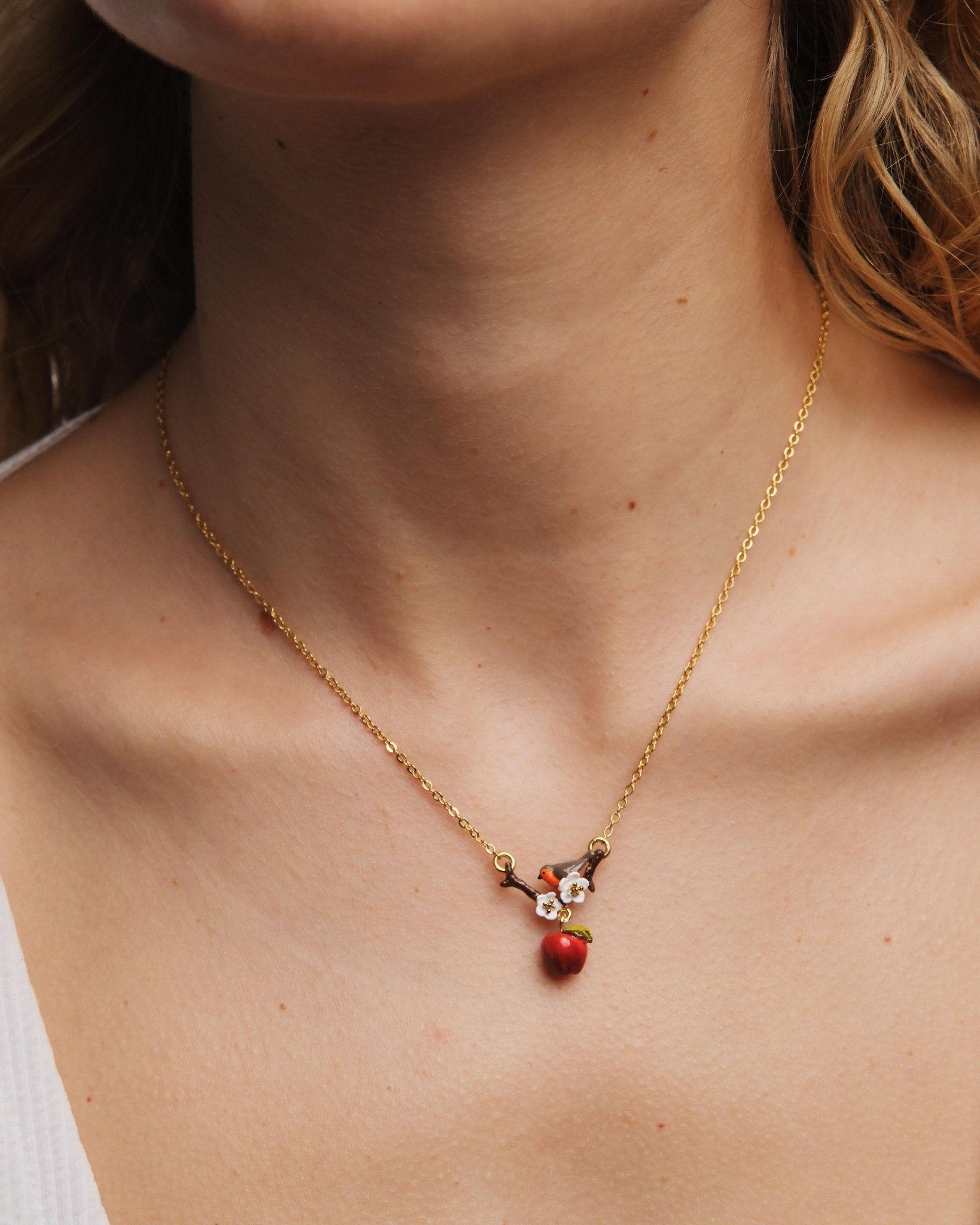 Robin And Apple Pendant Necklace | AUDC3021 - Les Nereides