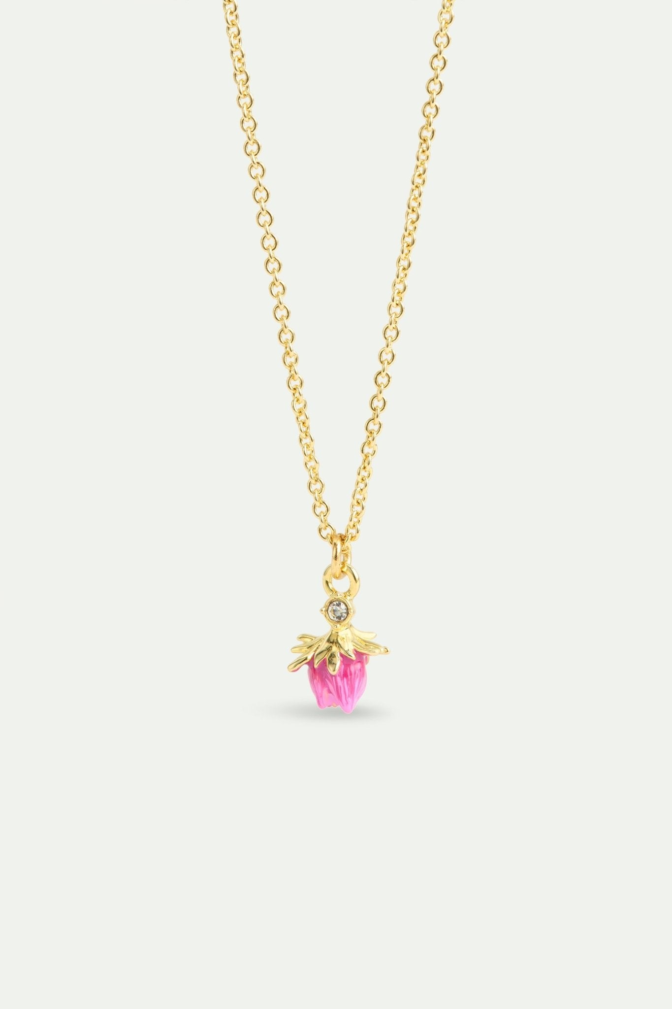 Rosebud And White Crystal Pendant Necklace | AWBB3071 - Les Nereides