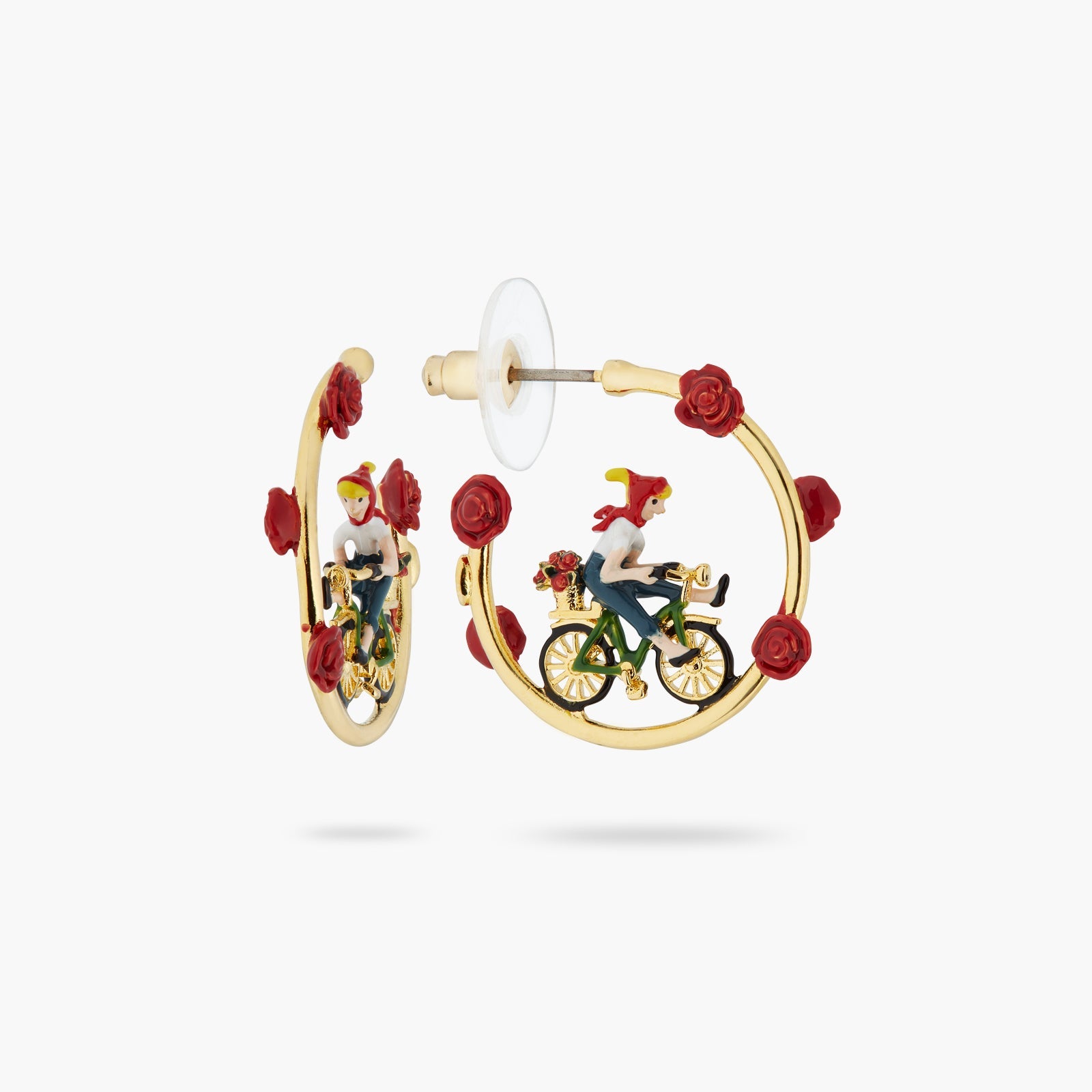 Roses And Woman On Bicycle Earrings | ATPA1011 - Les Nereides