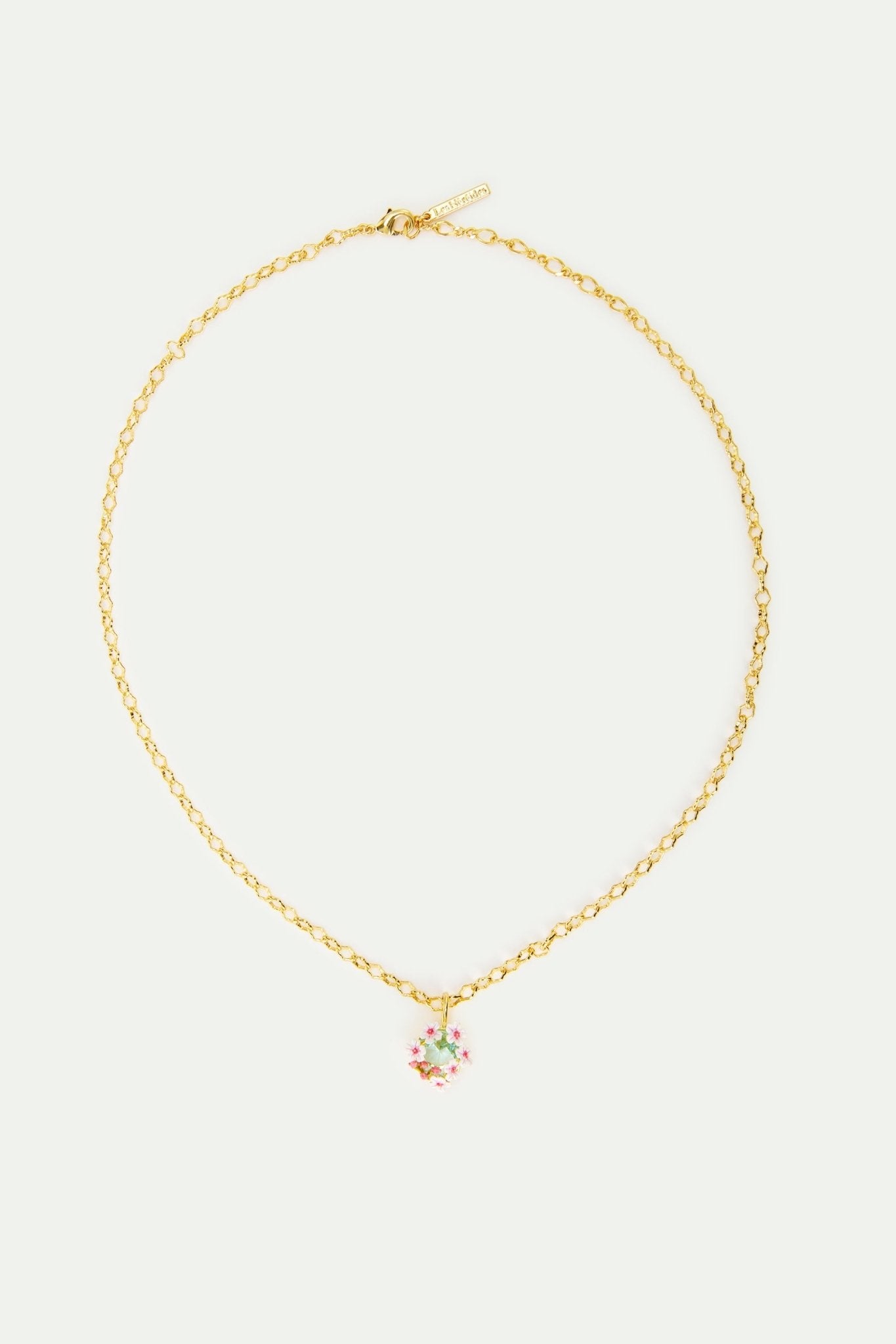 Round Blue Faceted Stone Pendant Necklace With White And Pink Hawthorn | AYDF3021 - Les Nereides