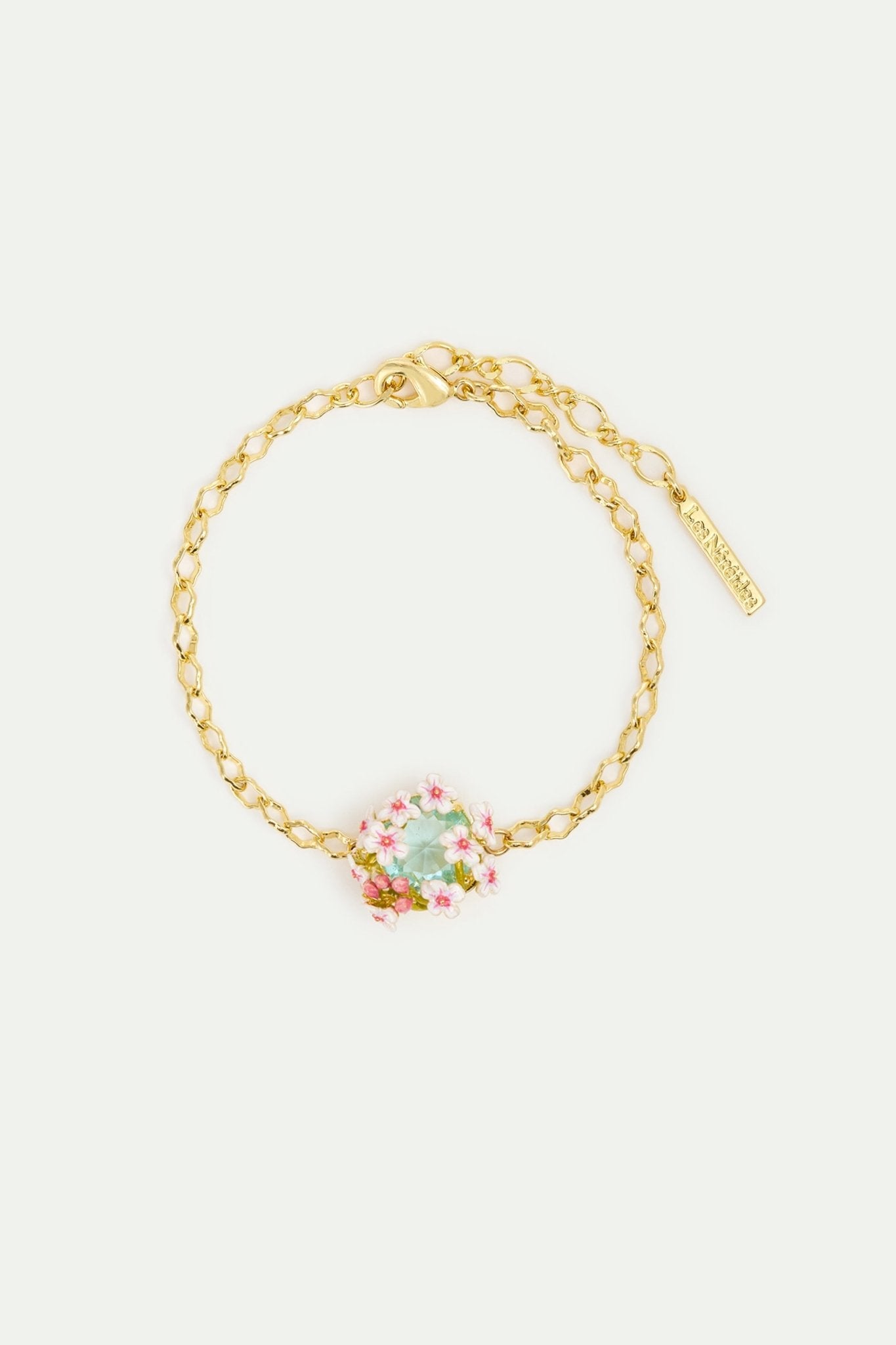 Round Blue Stone Bracelet With White And Pink Hawthorn | AYDF2011 - Les Nereides