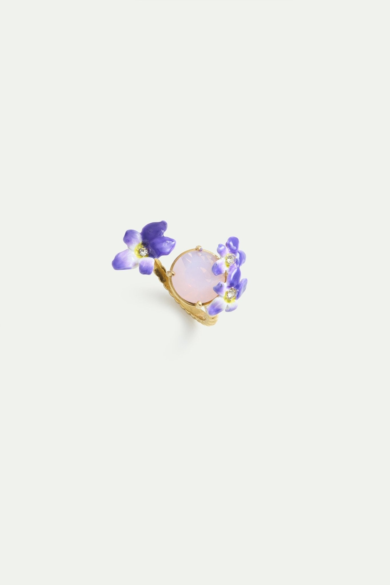 Round Pink Faceted Stone And Violet Adjustable Ring | AYCV6021 - Les Nereides
