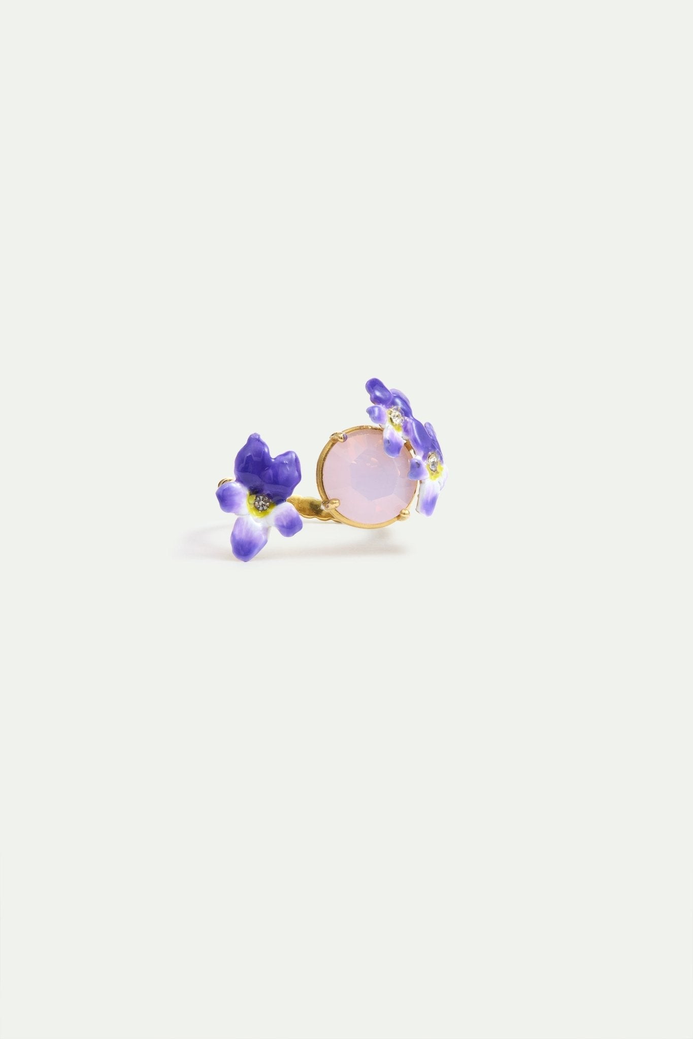 Round Pink Faceted Stone And Violet Adjustable Ring | AYCV6021 - Les Nereides
