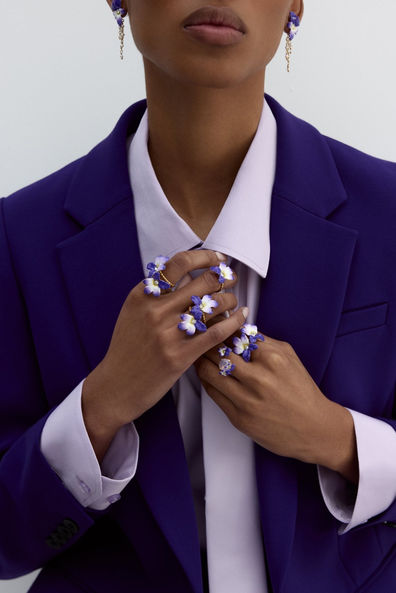Round Pink Faceted Stone And Violet Adjustable Ring | AYCV6021 - Les Nereides