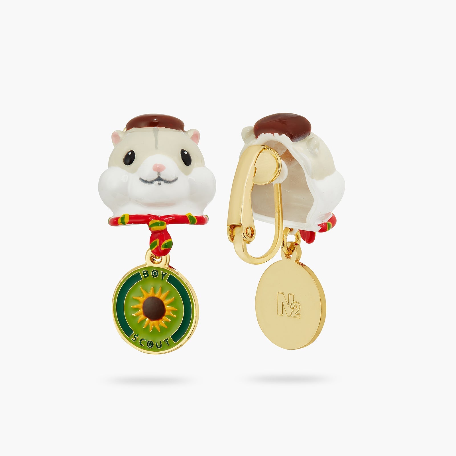 Scout Hamster And Sunflower Badge Earrings | ATGJ1021 - Les Nereides