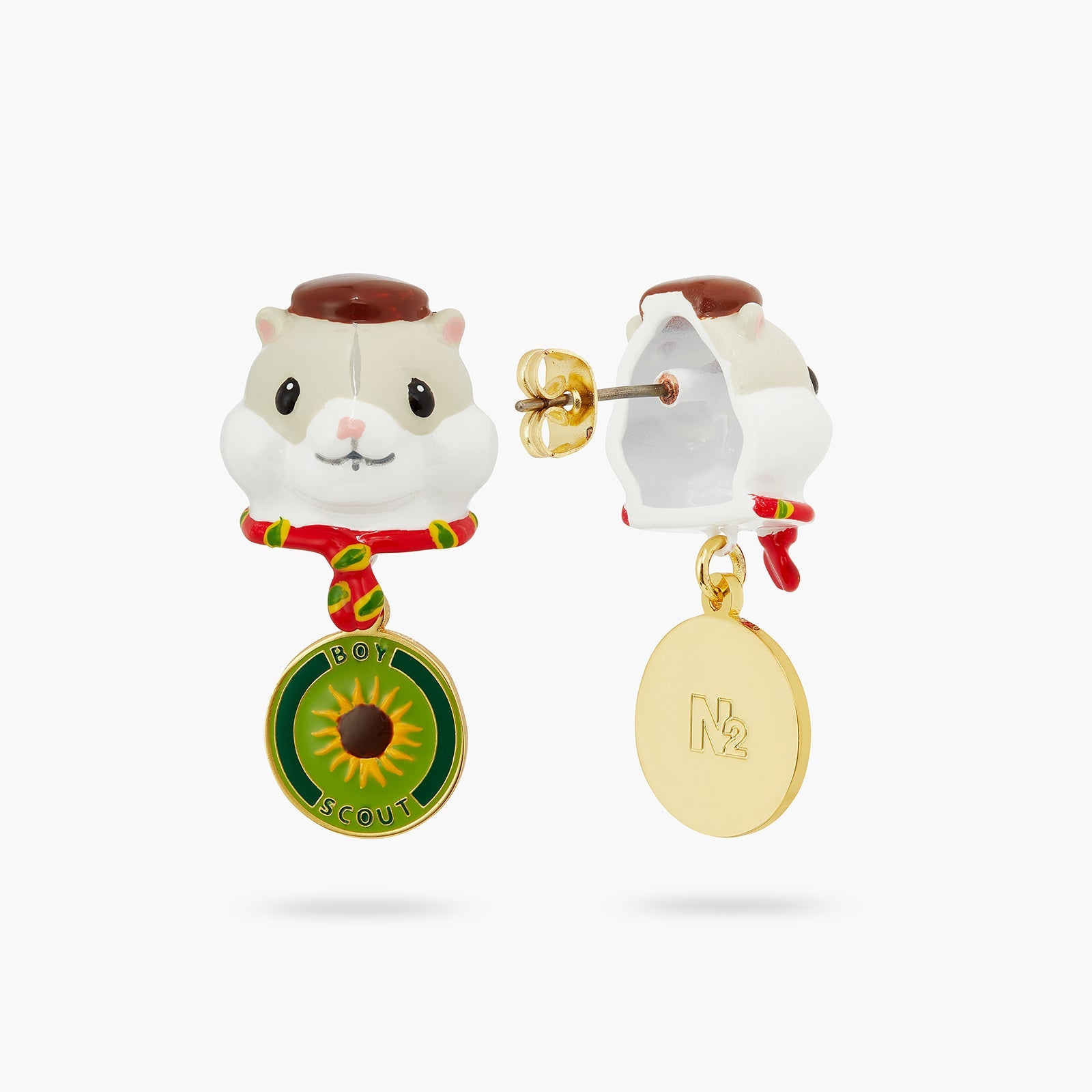 Scout Hamster And Sunflower Badge Earrings | ATGJ1021 - Les Nereides