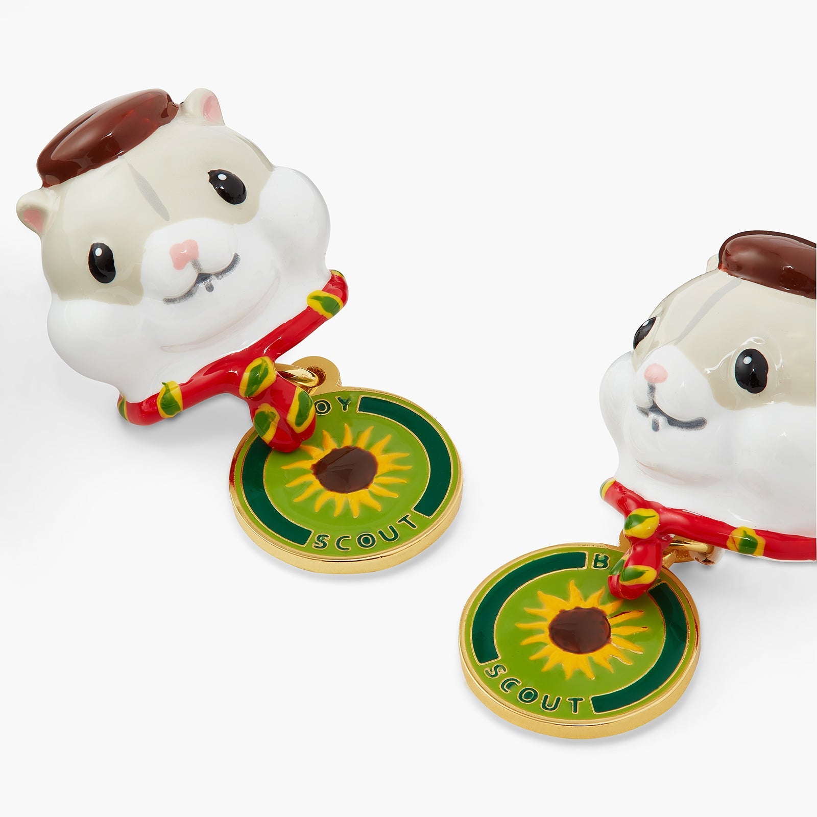 Scout Hamster And Sunflower Badge Earrings | ATGJ1021 - Les Nereides