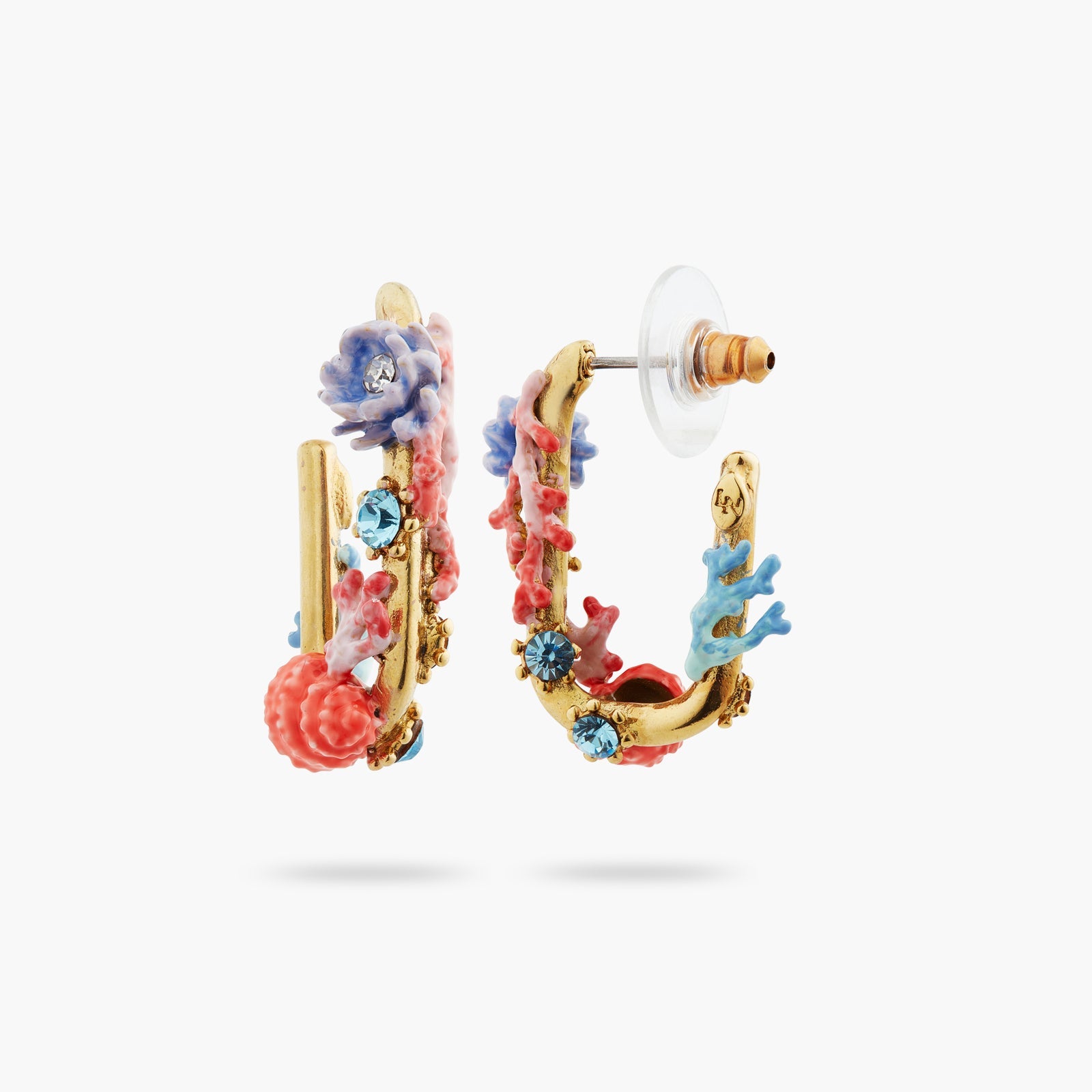Seashell, Coral And Cut Crystal Stone Earrings | ATPR1021 - Les Nereides