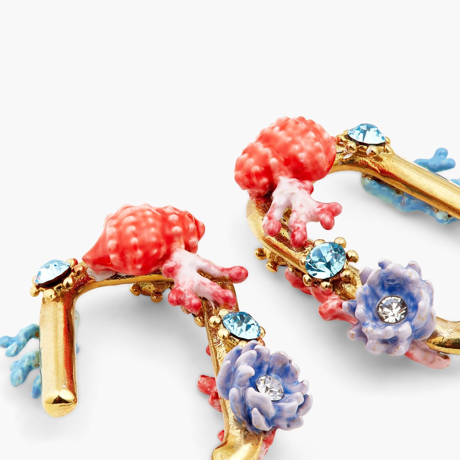 Seashell, Coral And Cut Crystal Stone Earrings | ATPR1021 - Les Nereides