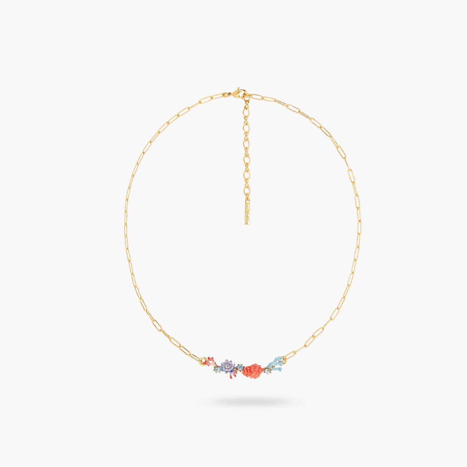 Seashell, Coral And Cut Crystal Stone Statement Necklace | ATPR3031 - Les Nereides