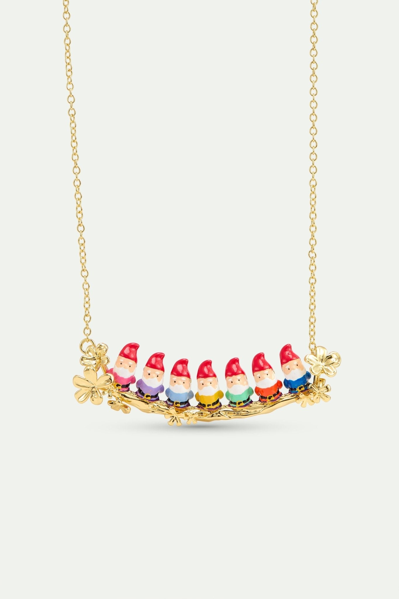Seven Dwarves And Gold Flower Statement Necklace | AYCN3011 - Les Nereides