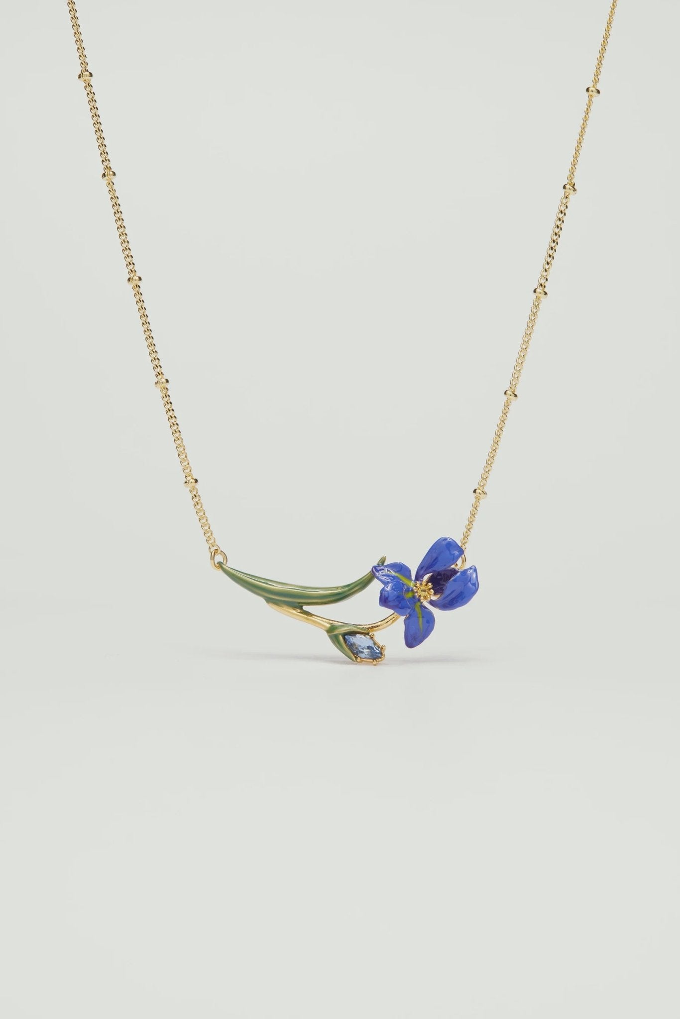 Siberian Iris And Faceted Crystal Fine Necklace | ARIV3052 - Les Nereides