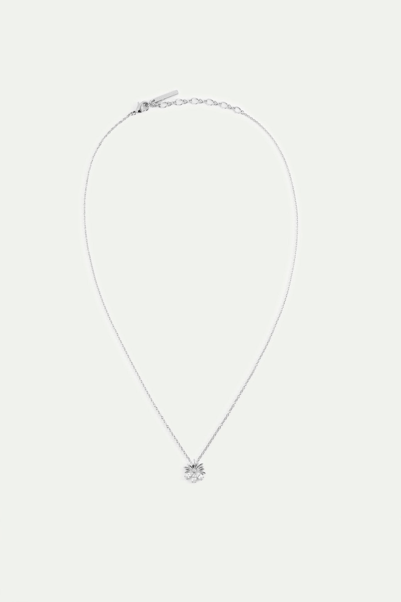 Silver Pendant Necklace With Daisies and White Stones | AYNF3041 - Les Nereides
