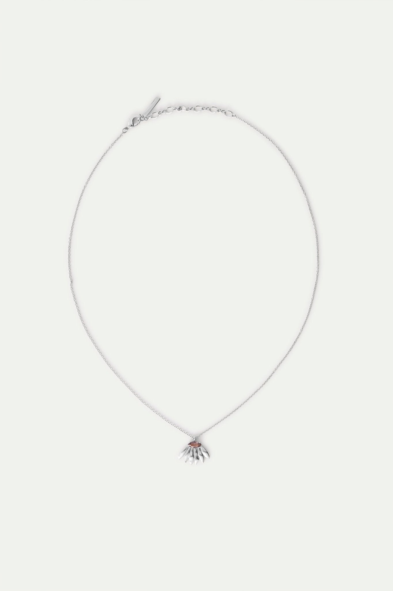 Silver Sunflower And Purple Stone Pendant Necklace | AXNF3061 - Les Nereides