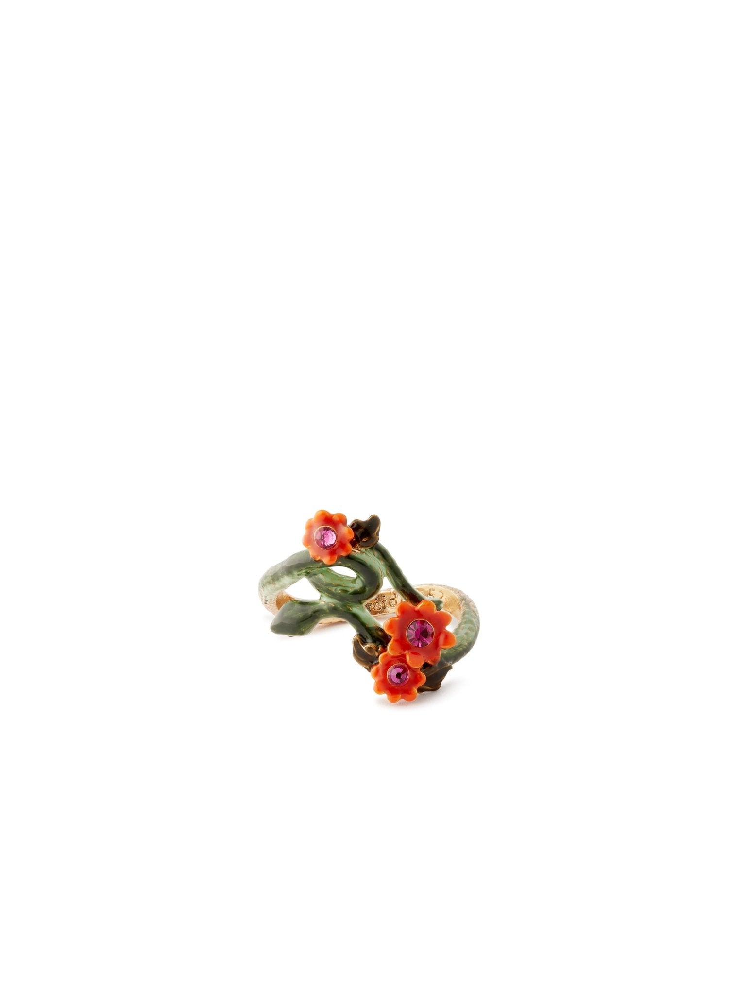 Snake And Orange Flowers Cocktail Ring | AUVI6031 - Les Nereides