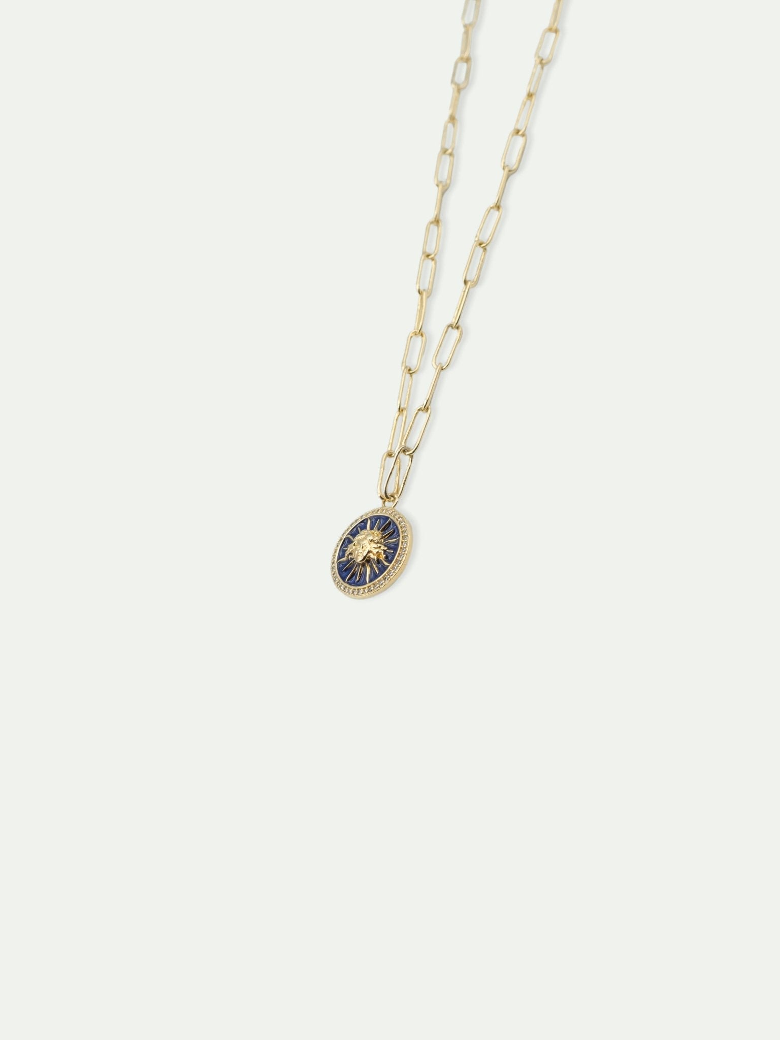 Sun king blue medal chain necklace | AVVE3031 - Les Nereides