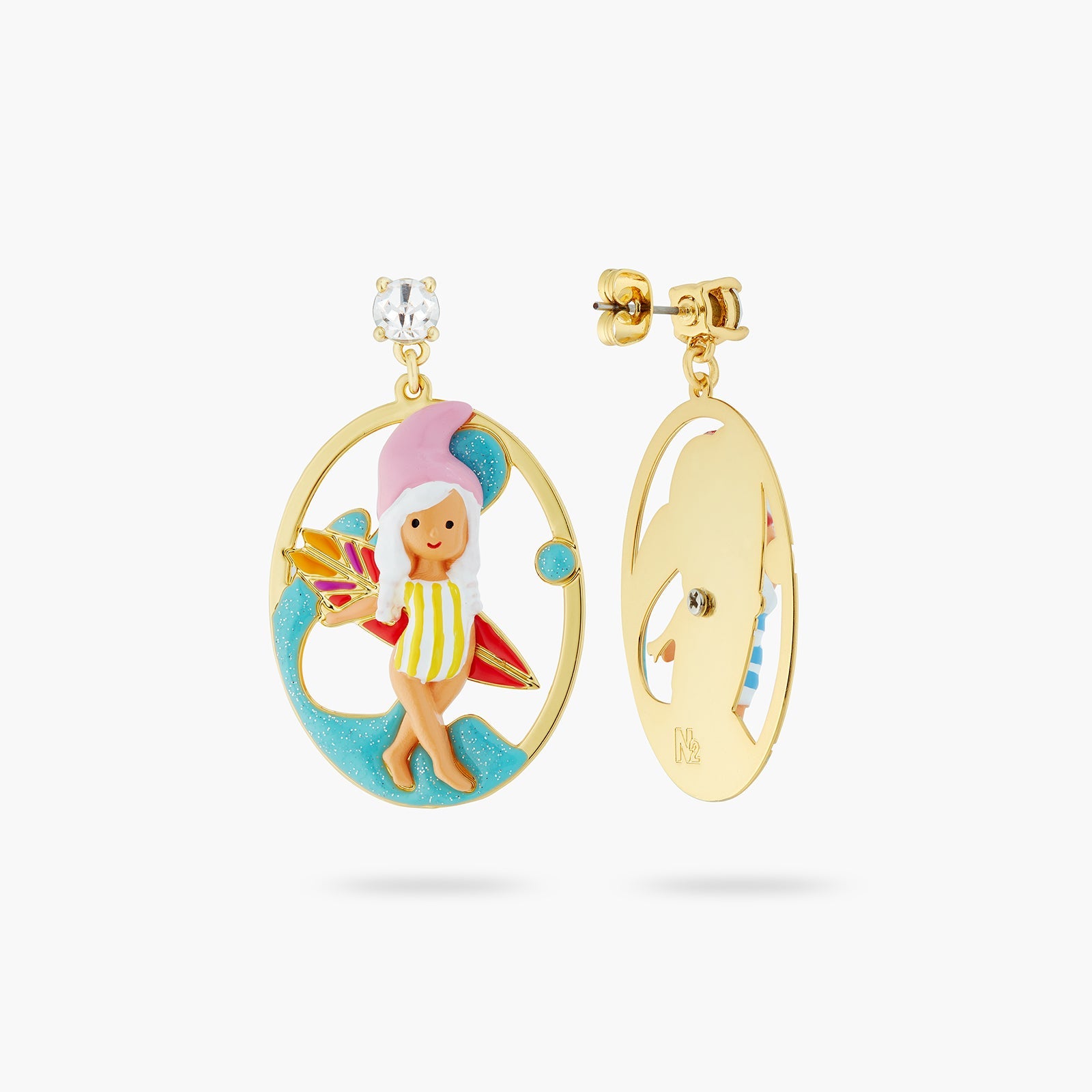 Surfing Toadstool Family Couple Asymmetrical Earrings | ATCP1131 - Les Nereides