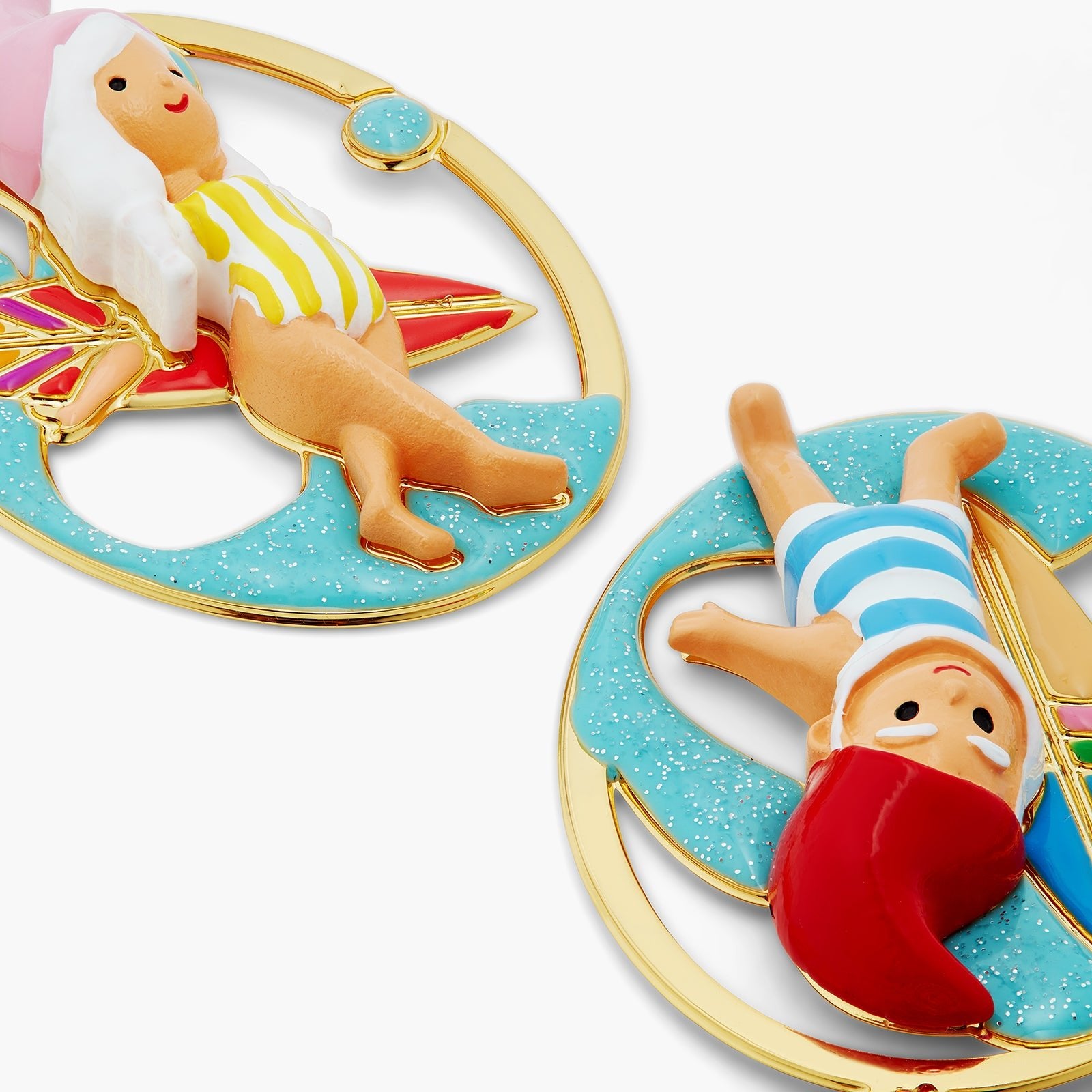 Surfing Toadstool Family Couple Asymmetrical Earrings | ATCP1131 - Les Nereides