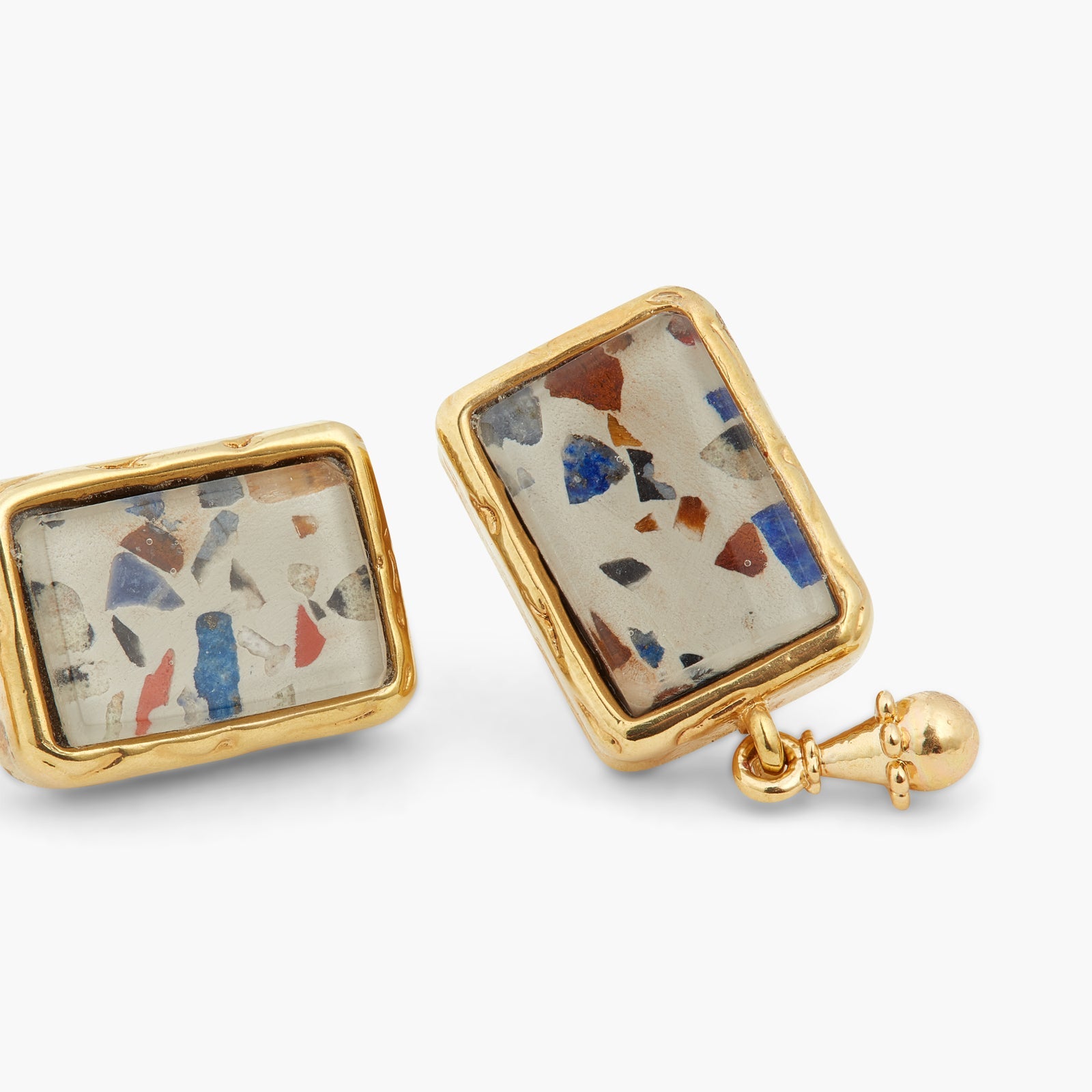 Terrazzo And Golden Bead Earrings | ATVE1091 - Les Nereides