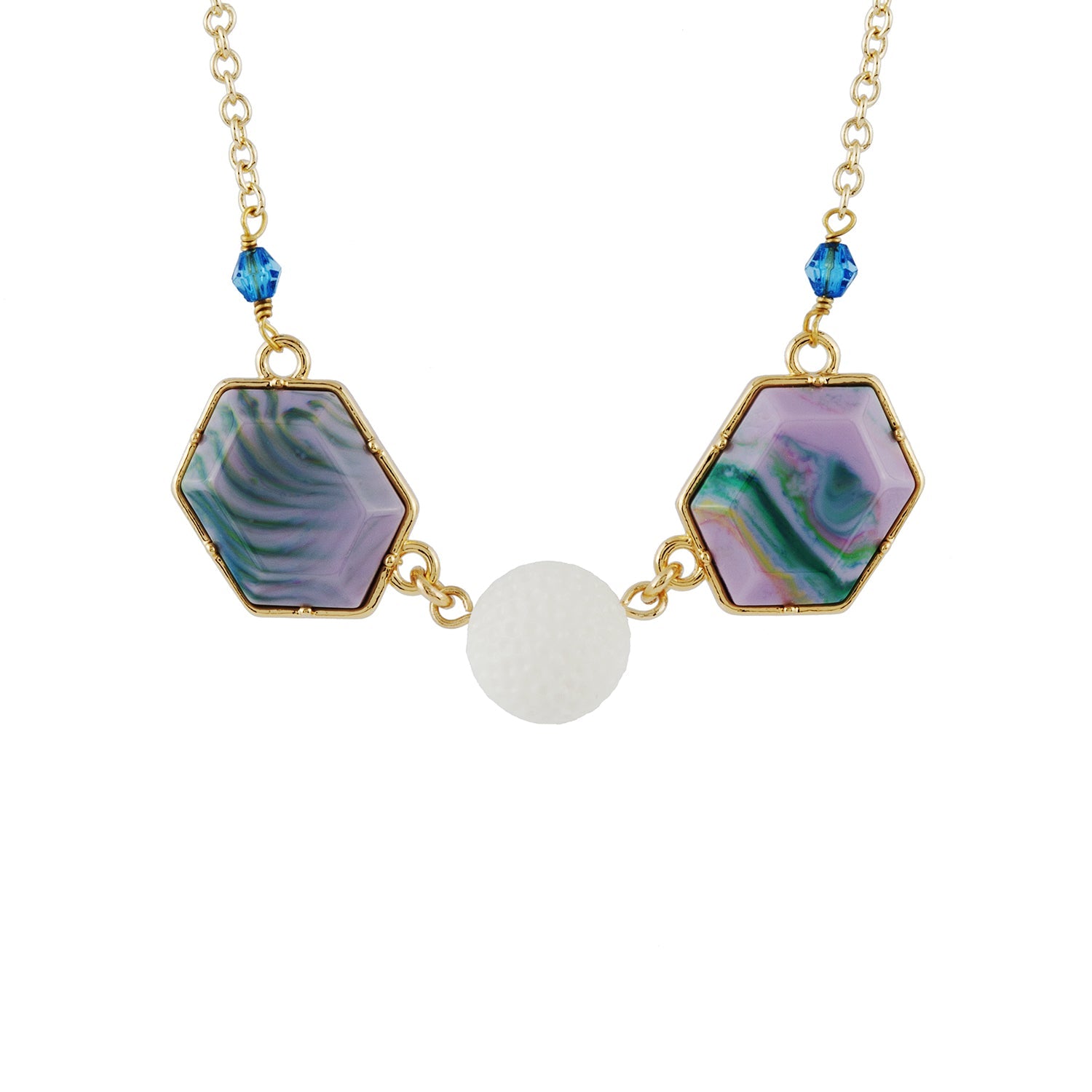 Theé Sports Dome Golf Ball And Fancy Purple Cabochon Golf Necklace | ACSD3011 - Les Nereides