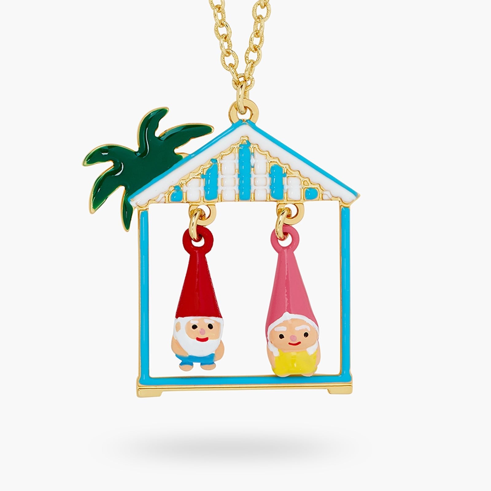 Toadstool Family Couple And Beach Hut Pendant Necklace | ATCP3081 - Les Nereides