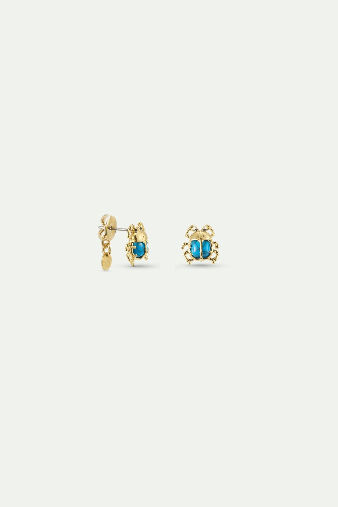 Turquoise And Gold Beetle Hook Earrings | AXLA1081 - Les Nereides