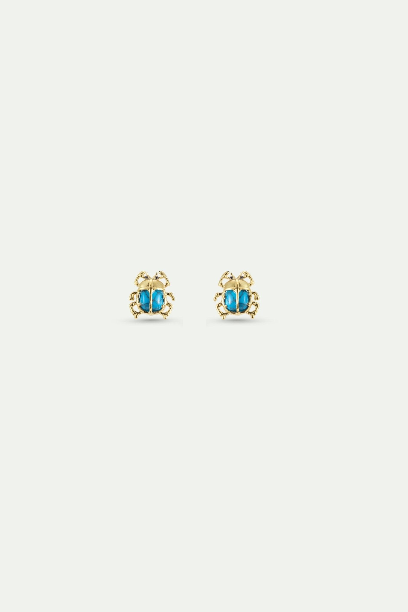 Turquoise And Gold Beetle Hook Earrings | AXLA1081 - Les Nereides
