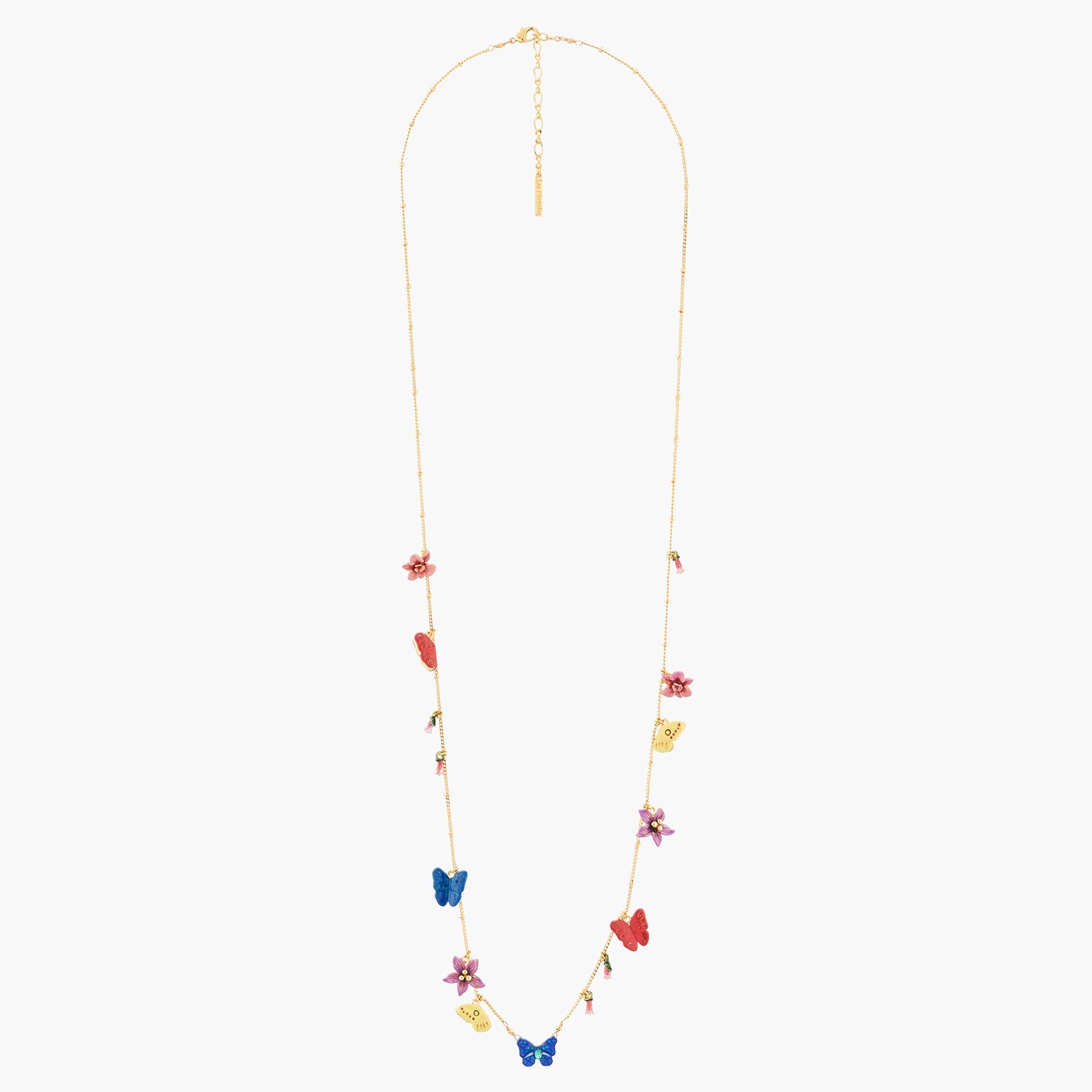 Ulysses Butterfly And Australian Flowers Long Necklace | AKEP306 - Les Nereides