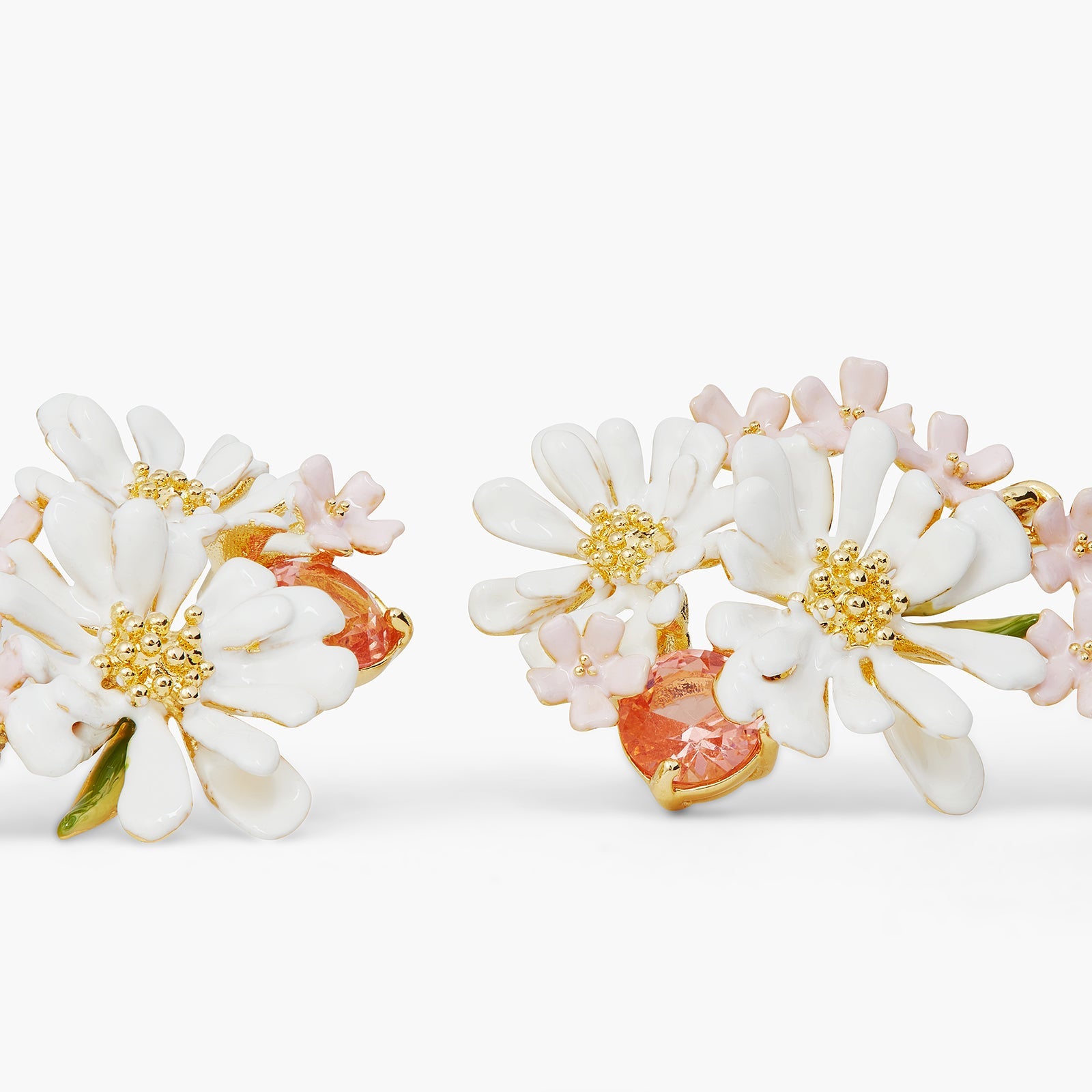 Verbena Flower And Round Stone Dangling Earrings | ATBP1051 - Les Nereides