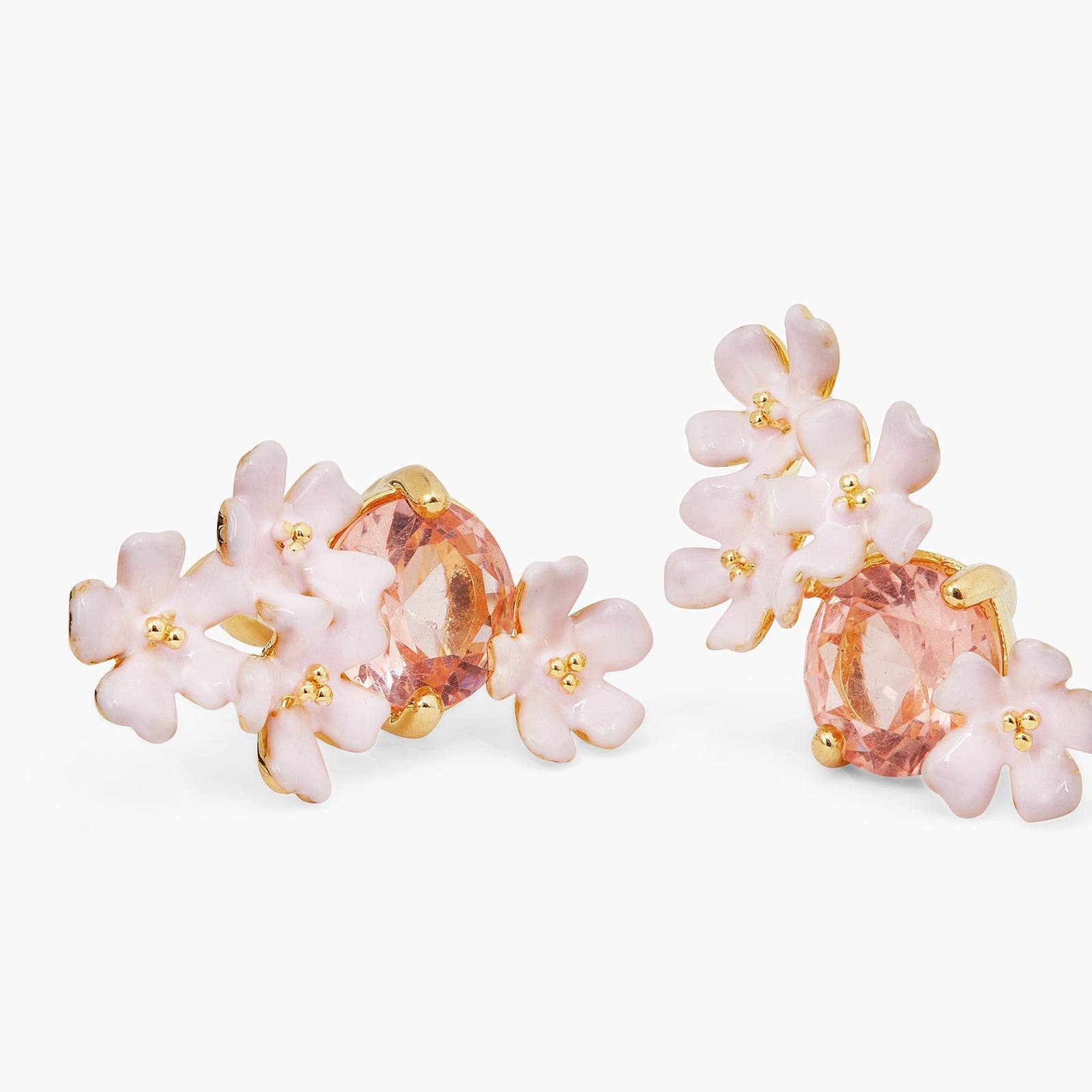 Verbena Flower And Round Stone Earrings | ATBP1071 - Les Nereides