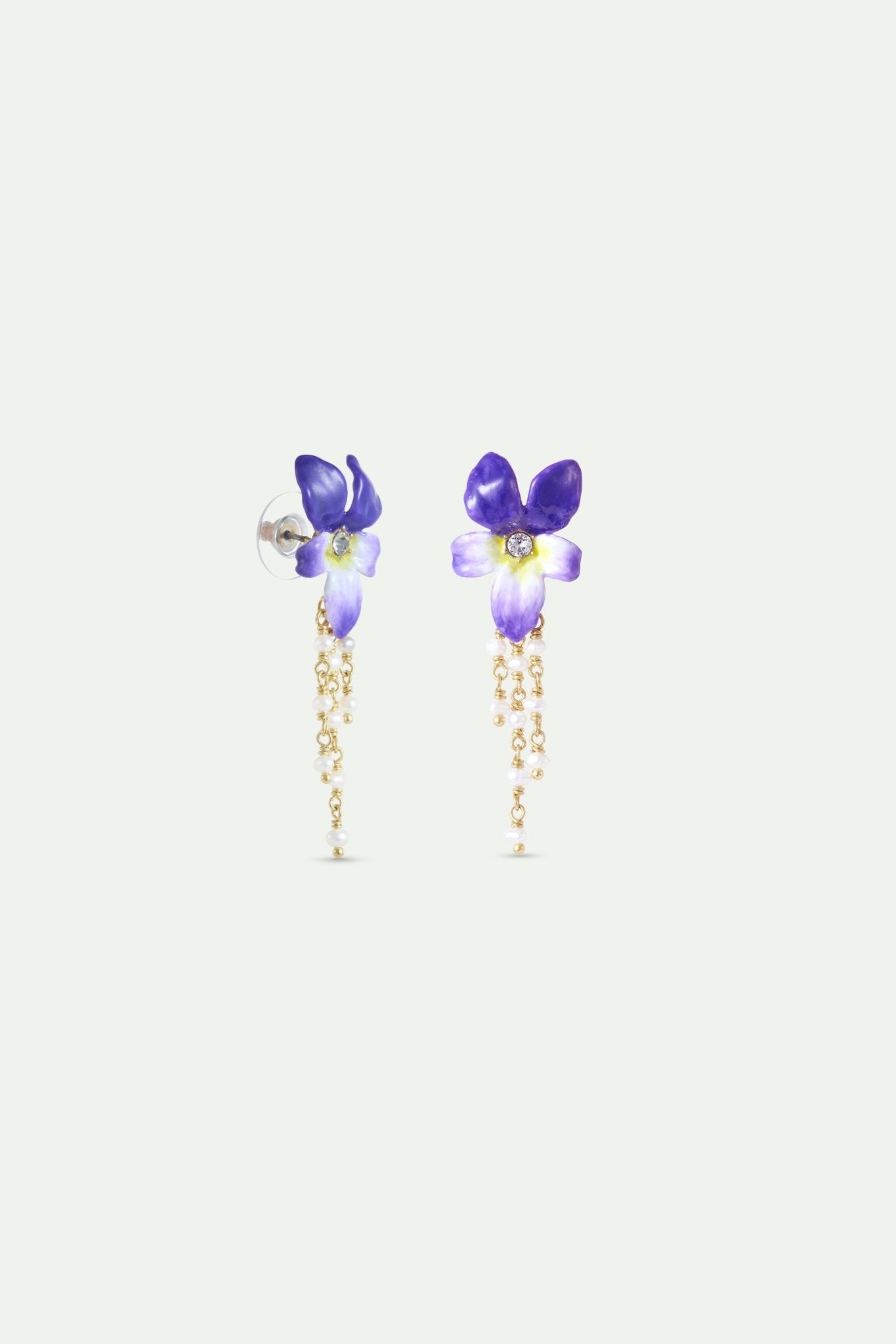 Violet And Cultured Pearls Dangle Earrings | AYCV1011 - Les Nereides