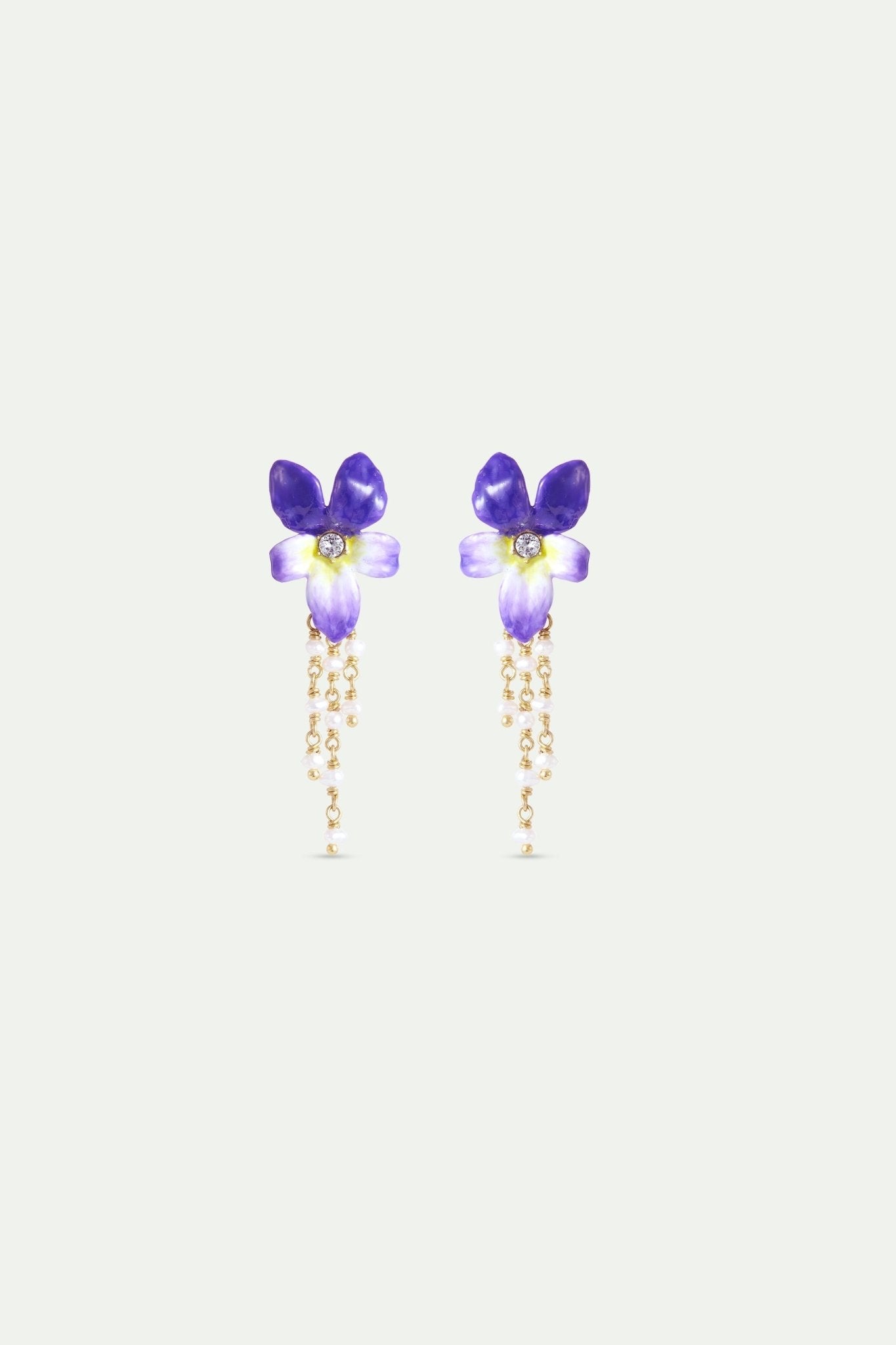 Violet And Cultured Pearls Dangle Earrings | AYCV1011 - Les Nereides