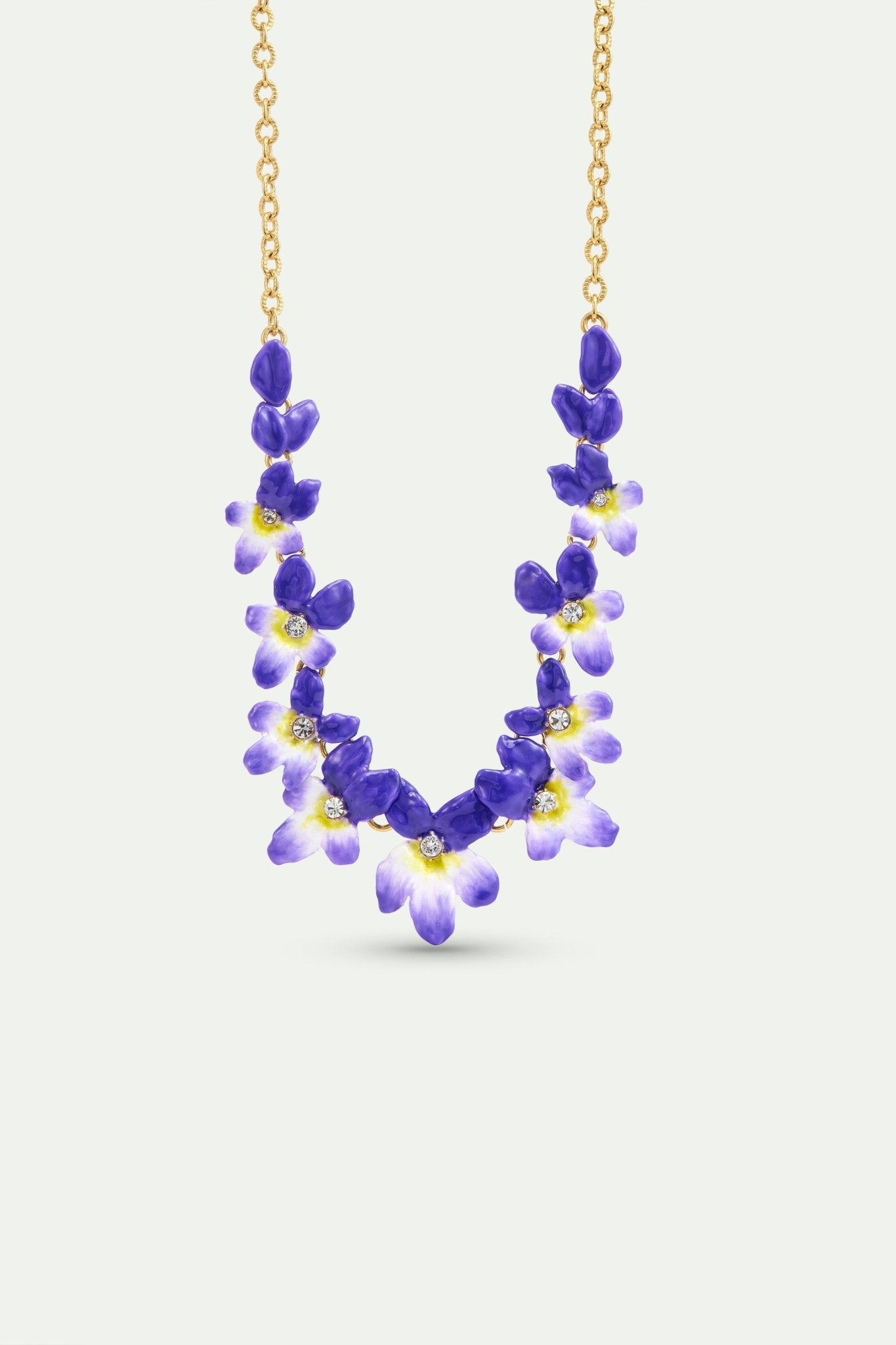 Violets And Faceted Crystal Statement Necklace | AYCV3011 - Les Nereides