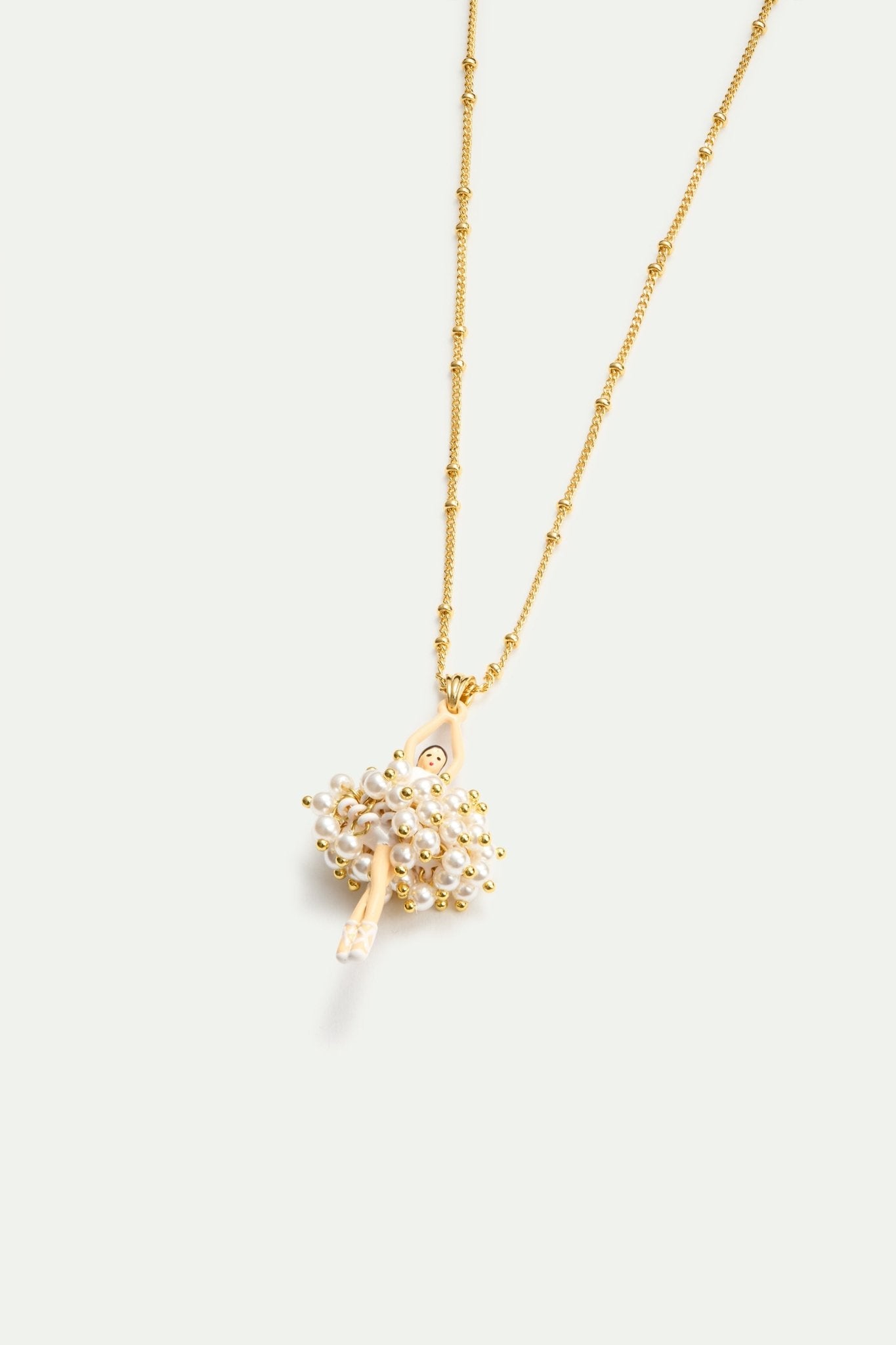 White and gold ballerina pendant necklace | AVDD3591 - Les Nereides