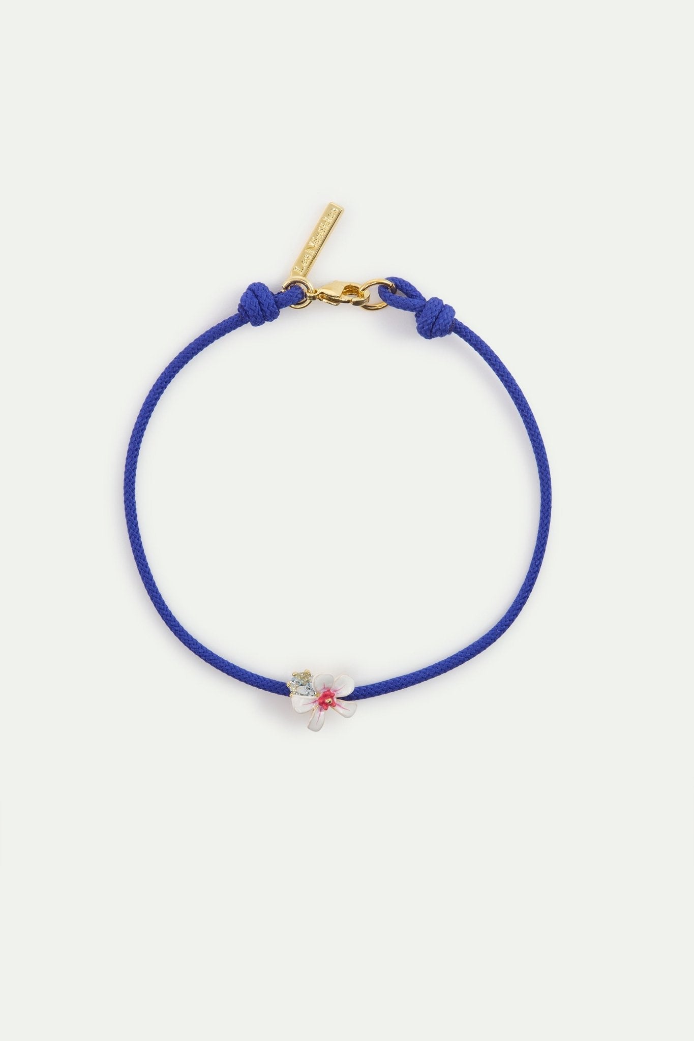 White And Pink Hawthorn Cord Bracelet With Blue Crystal | AYDF2021 - Les Nereides