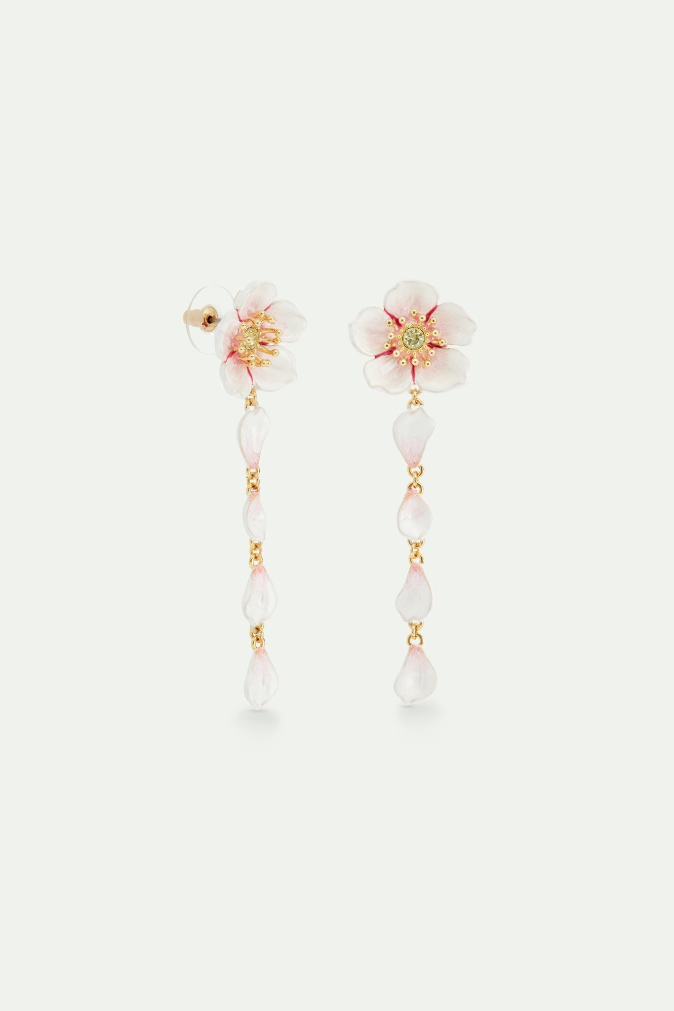 White Cherry Blossom Dangle Post Earrings | AVHA1021 - Les Nereides